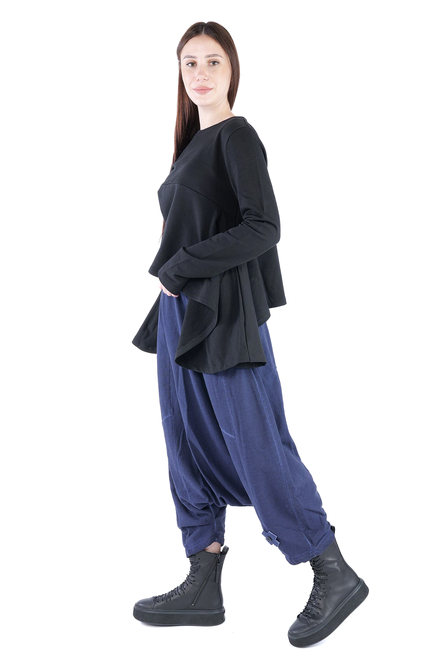 Asymmetrischer Sweatpullover - Schwarz - 2135