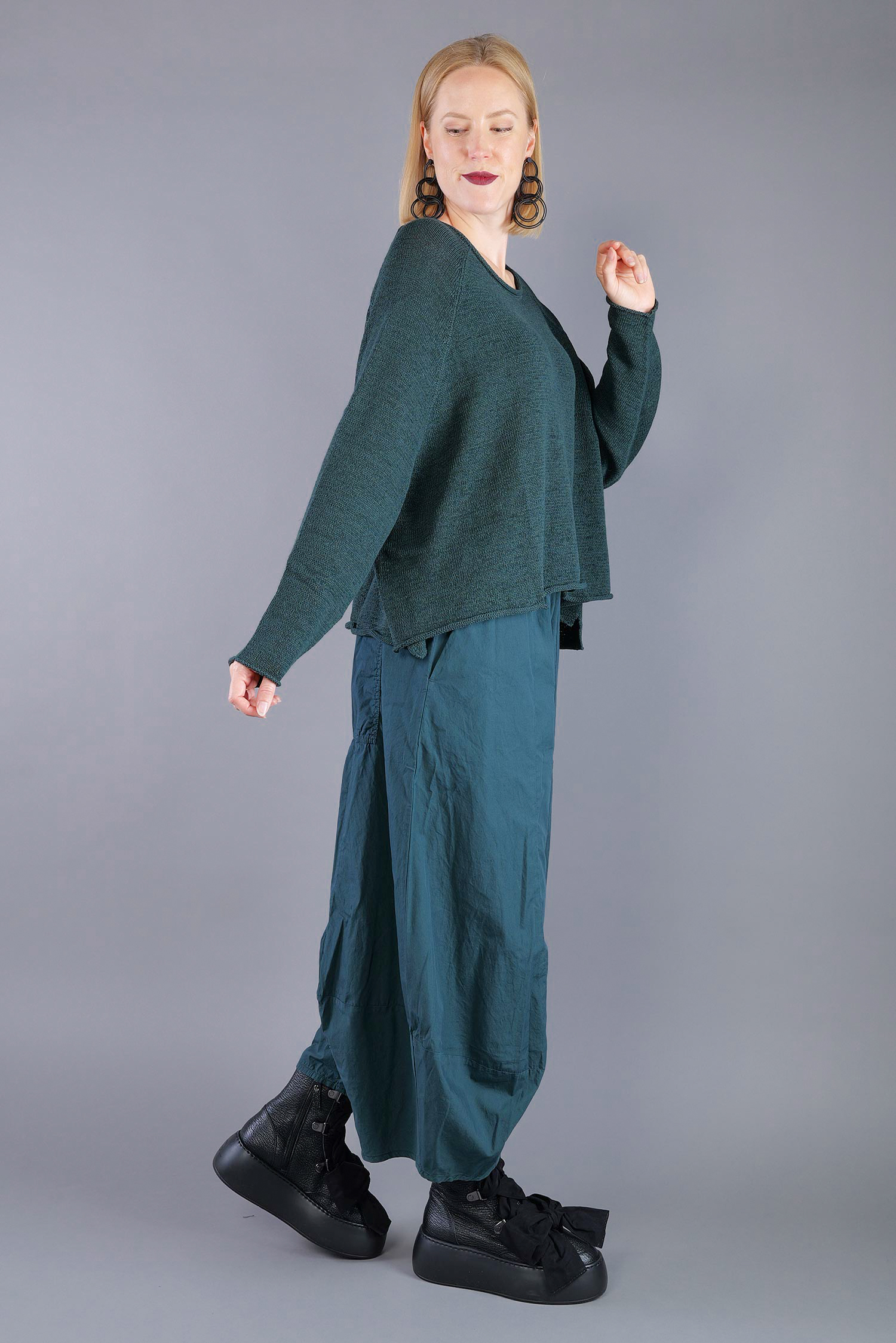 Oversized knitted pullover - Forest - 2263720713