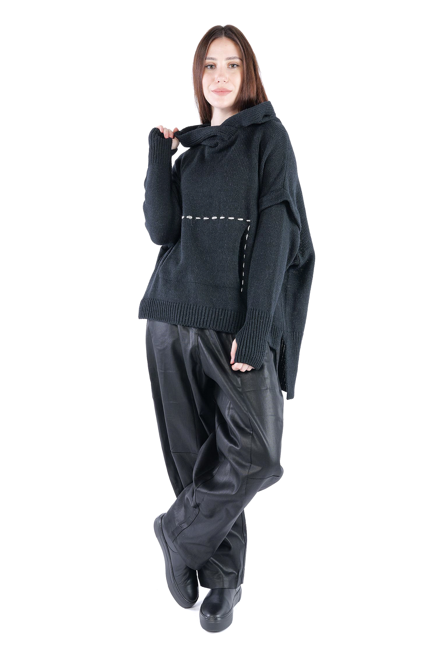Strick Hoodie - Schwarz - Edooh