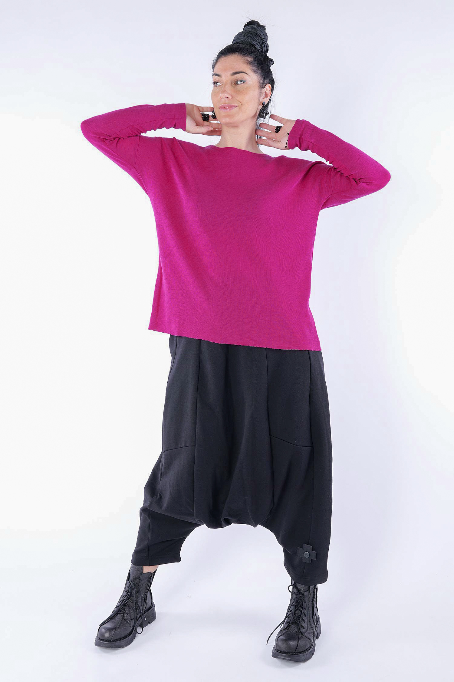 Merino pullover - cerise - 4039