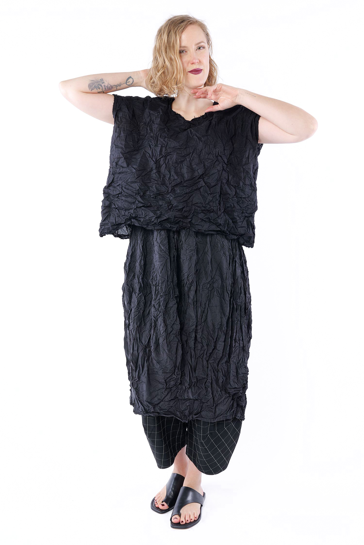 Baumwoll T-Shirt - Schwarz - Plastglanz