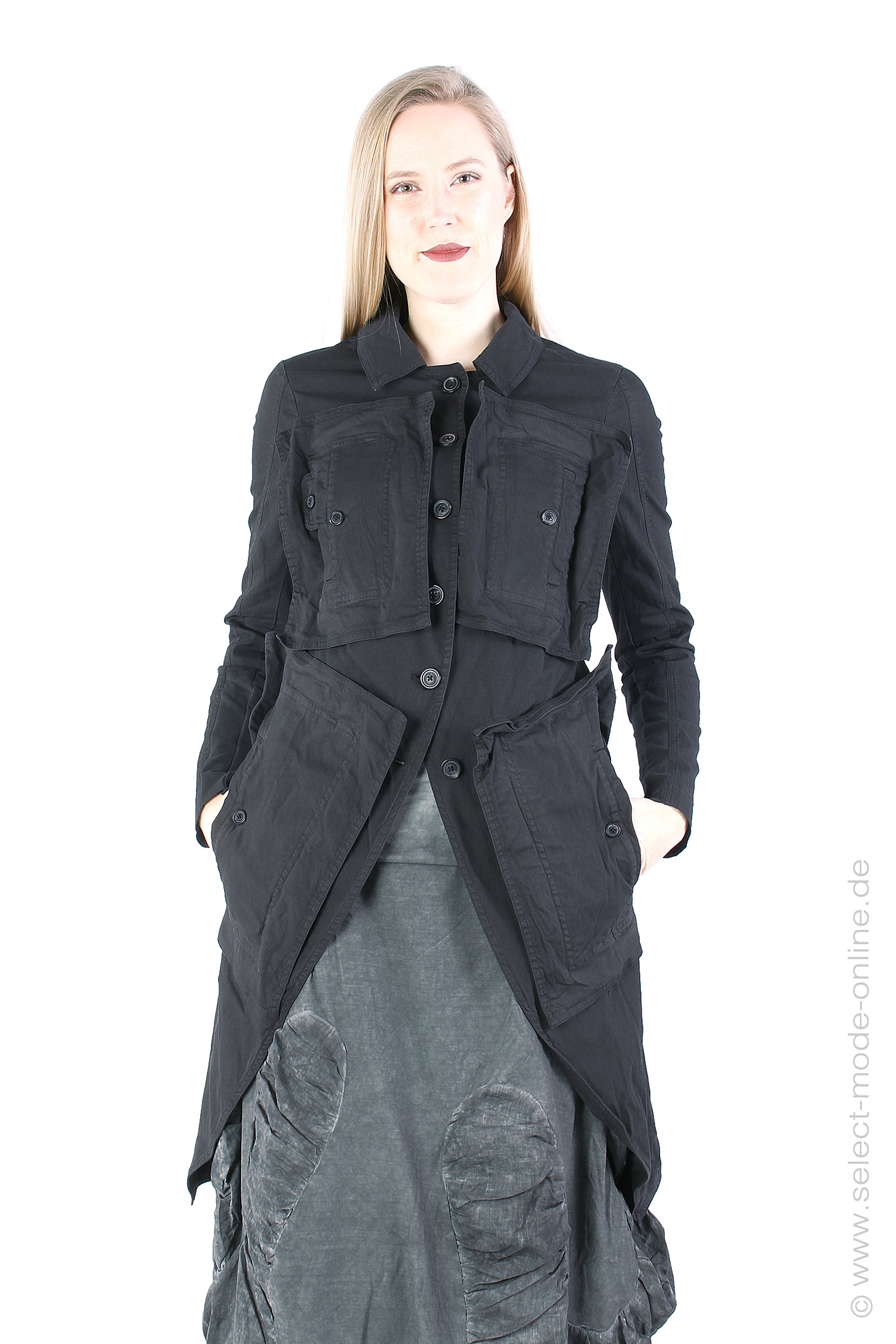 Mantel mit Taschen - Schwarz - 1242601210