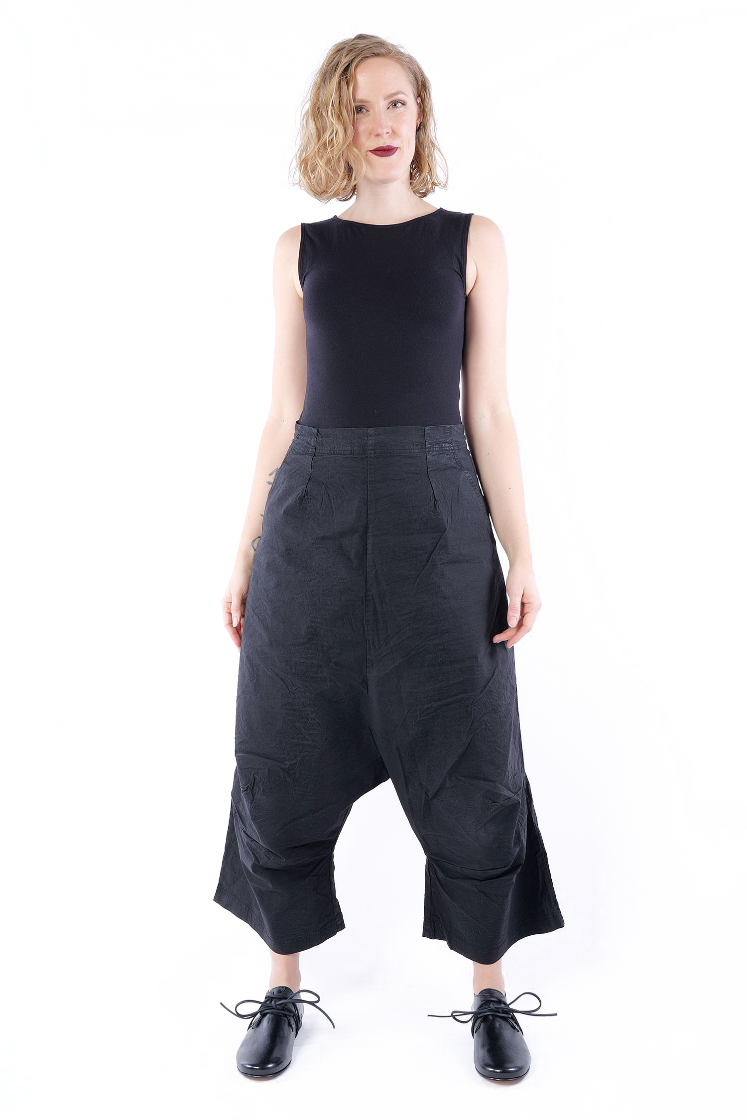 Wide stretch pants - Black gloss - 1262240133