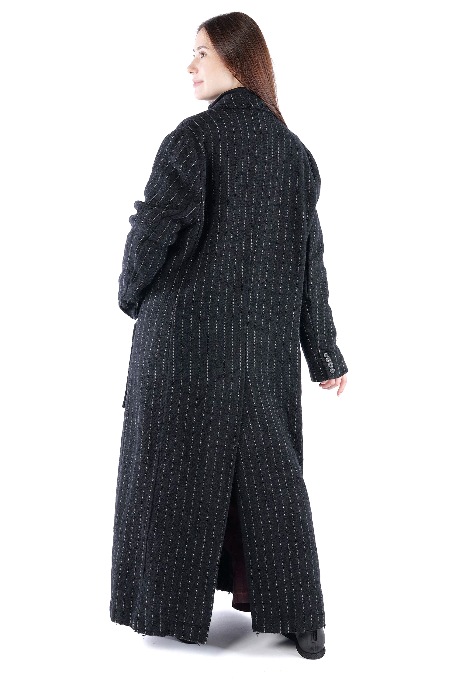 Langer Wollmantel - Black stripe - 2261151210