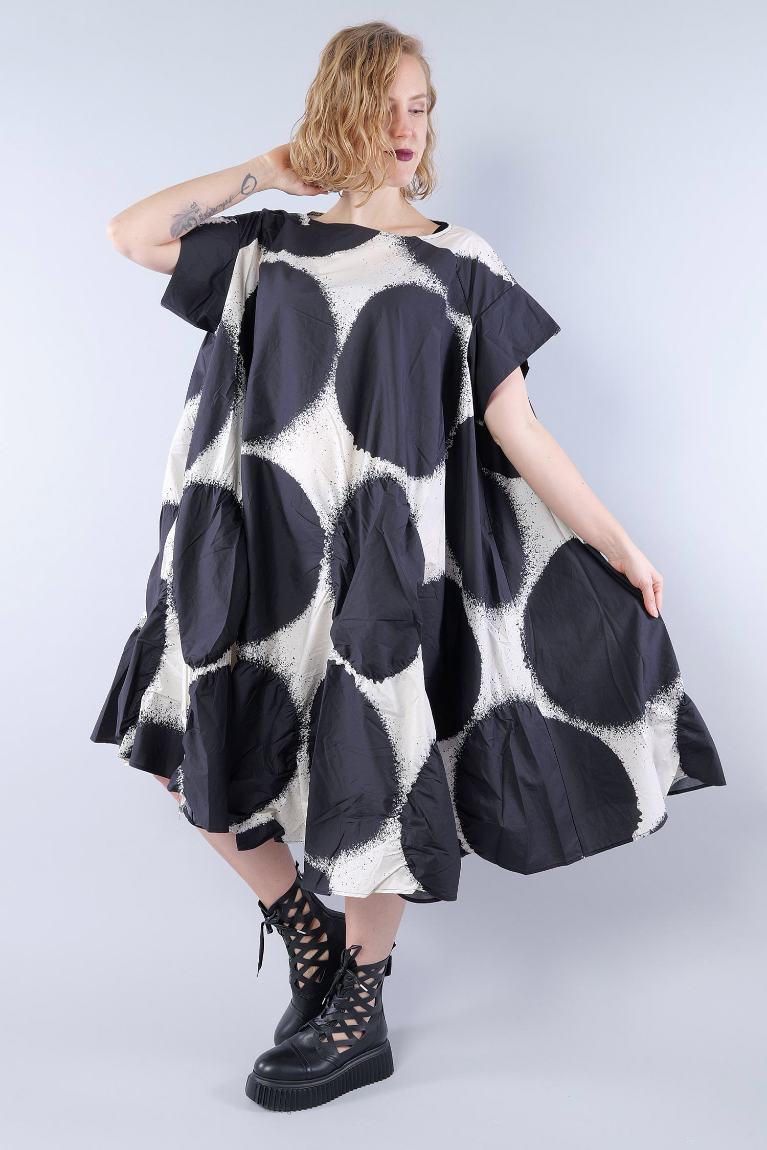 A-line dress - Black print - 1261260901