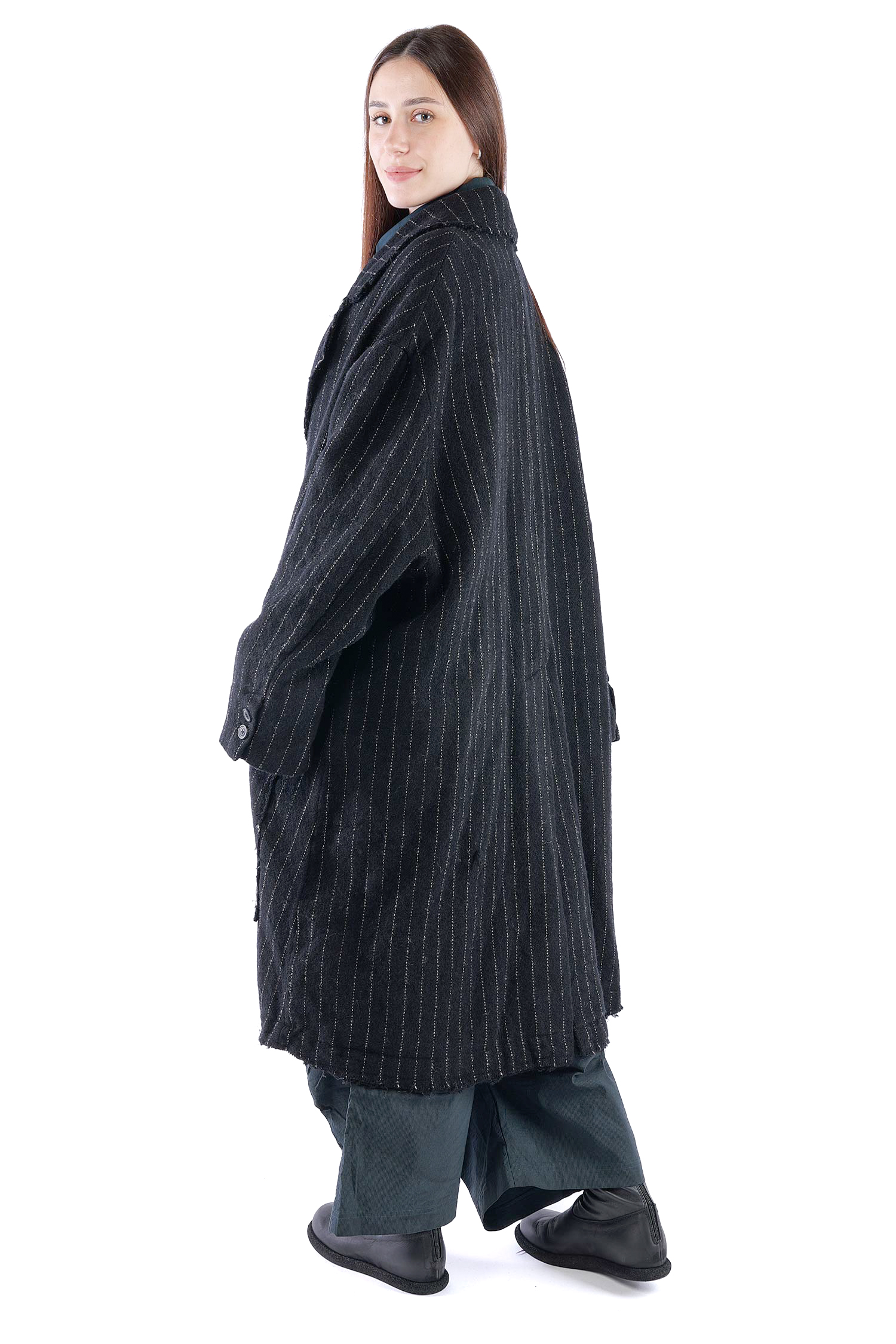 Oversize Wollmantel - Black stripe - 2261151209