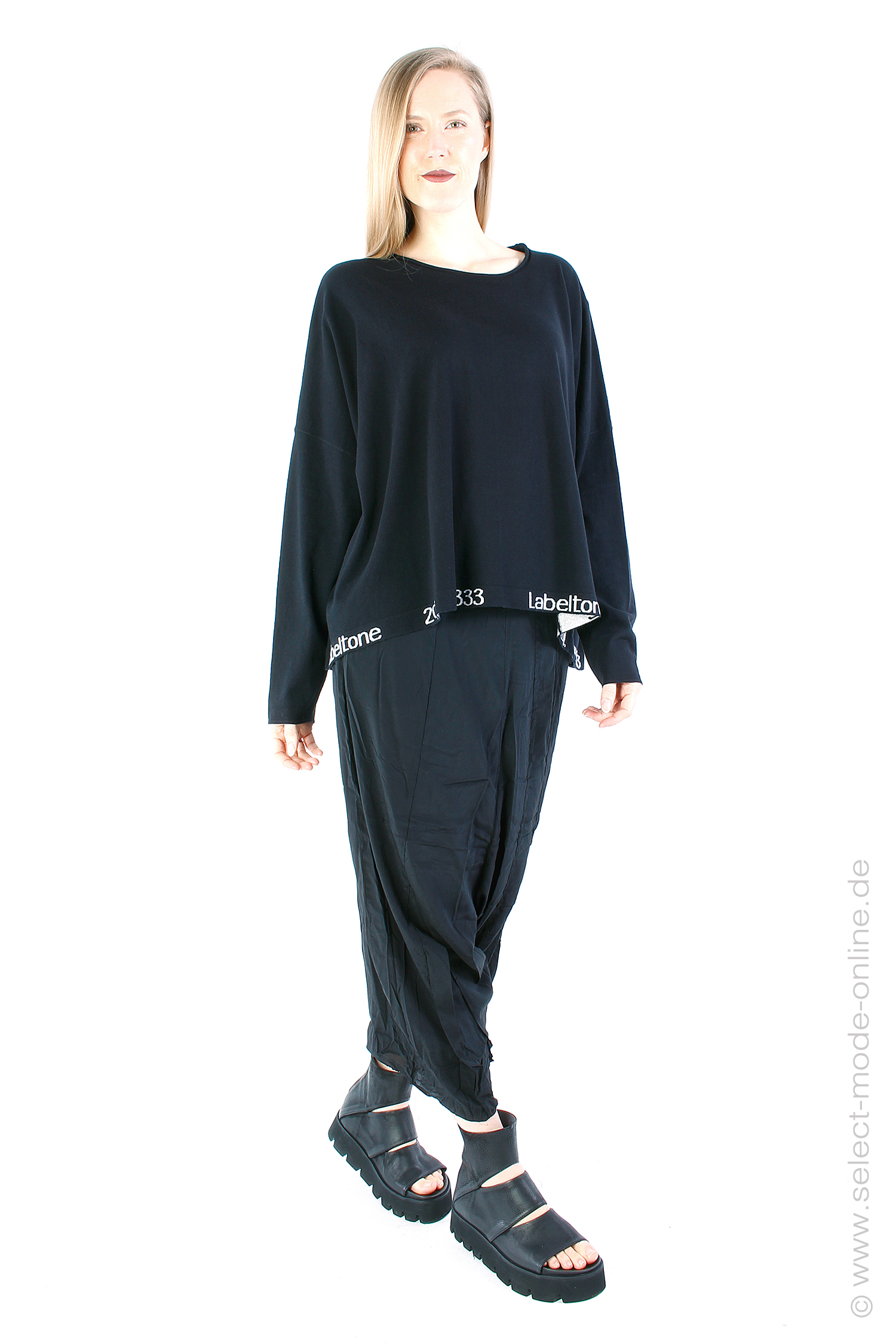 Oversize knit pullover - Black Jacquard - 1243330701