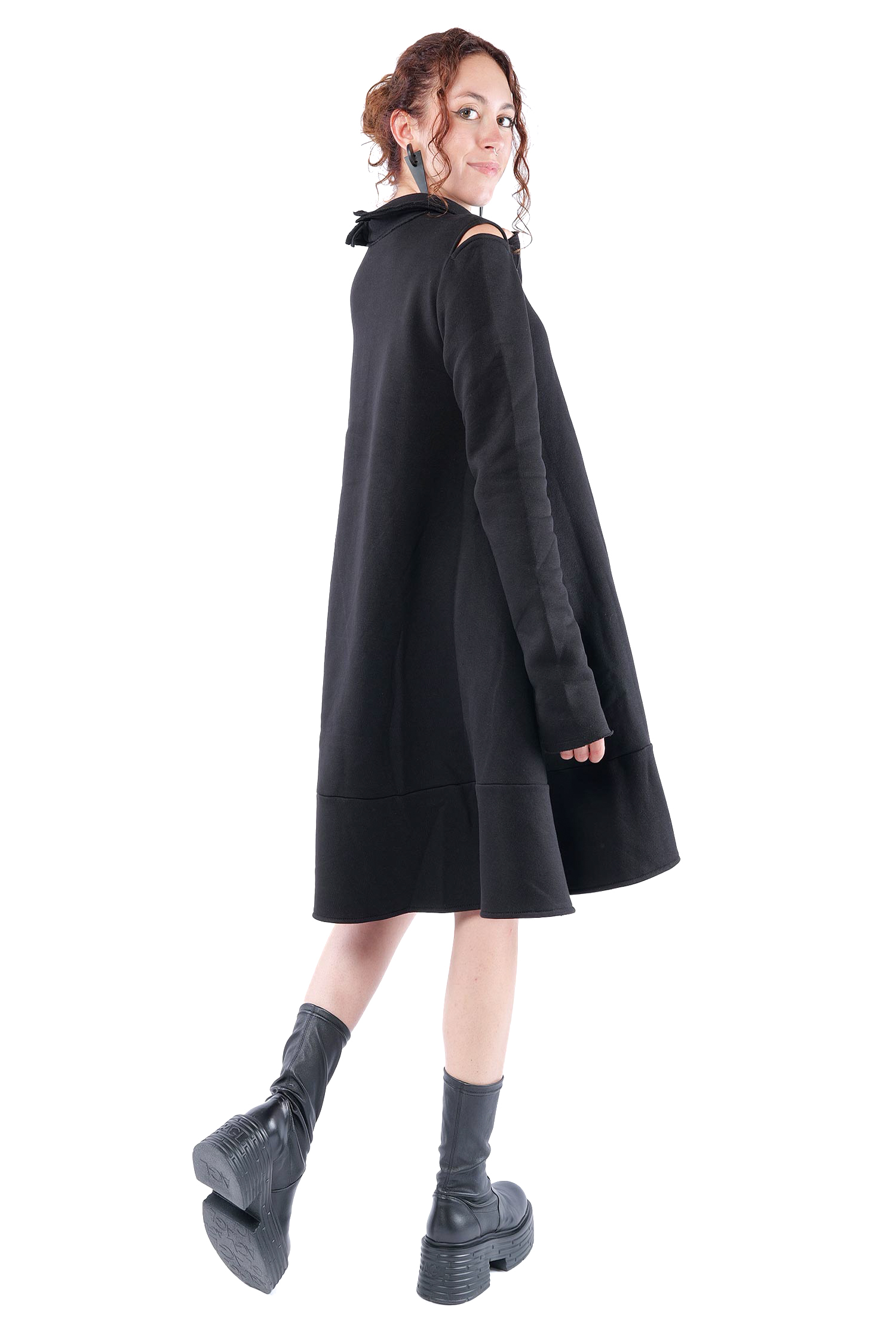 Mantel-Kleid - Schwarz - 1158