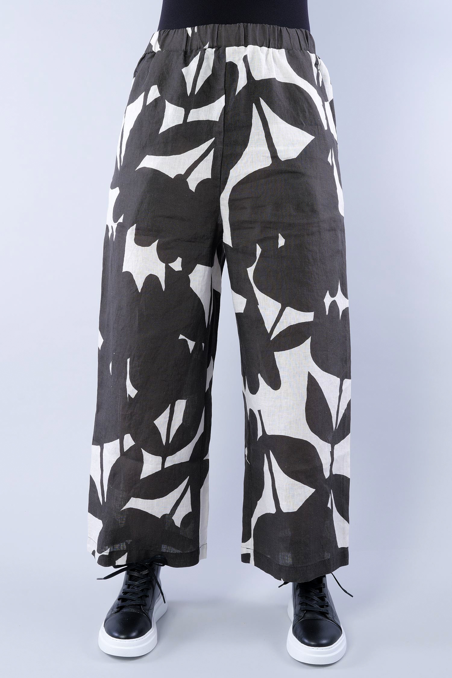 Linen culottes - Black print - 1263550103