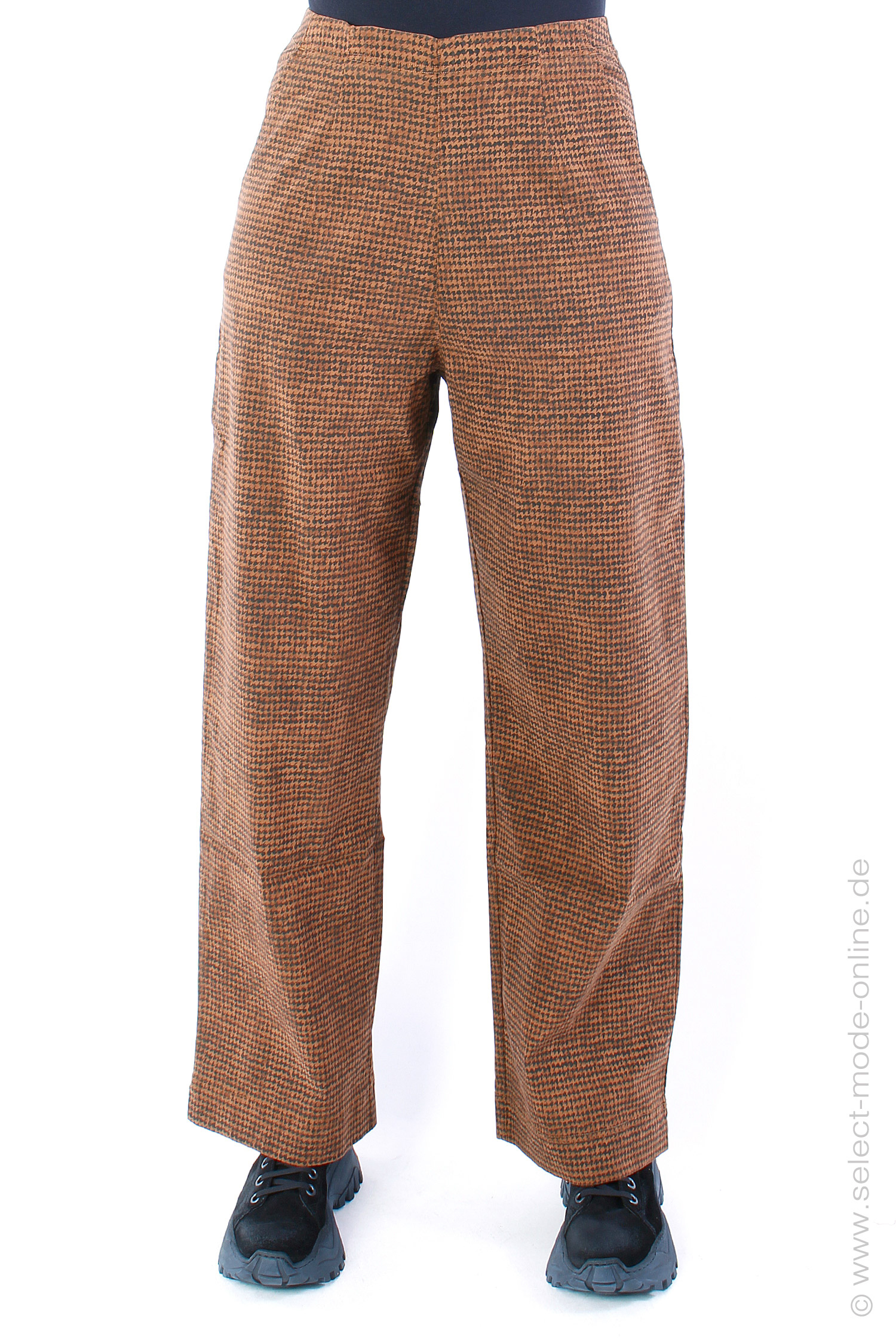 Wide stretch pants - brick print - 2233440144