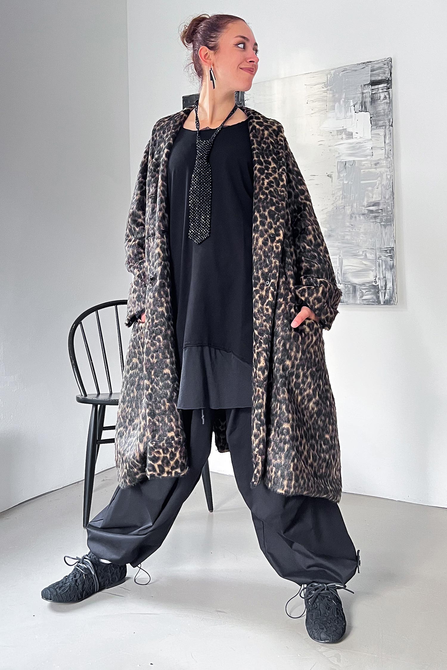 Wide pants - black - 1098