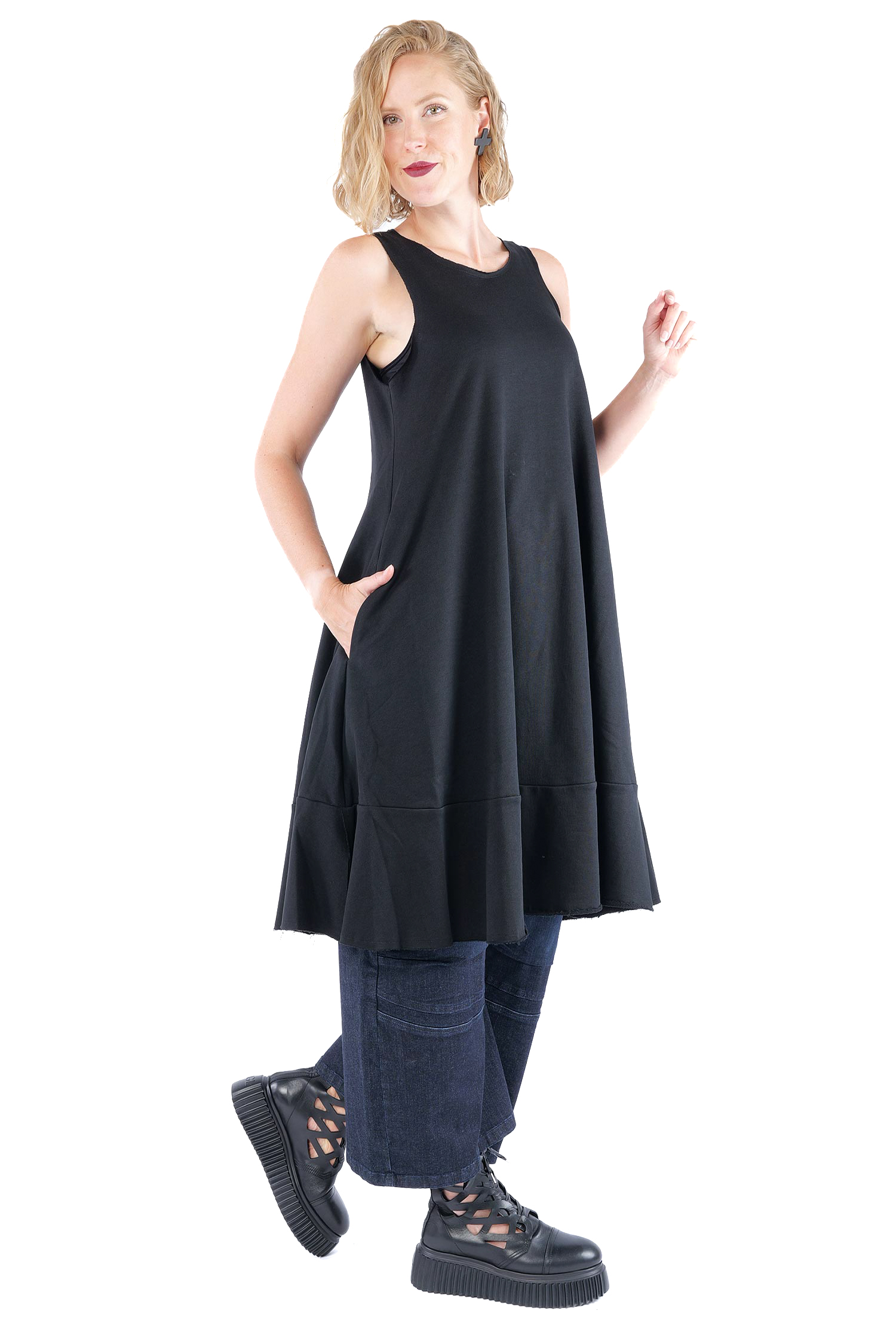 Sweat-Kleid - Schwarz - 1159