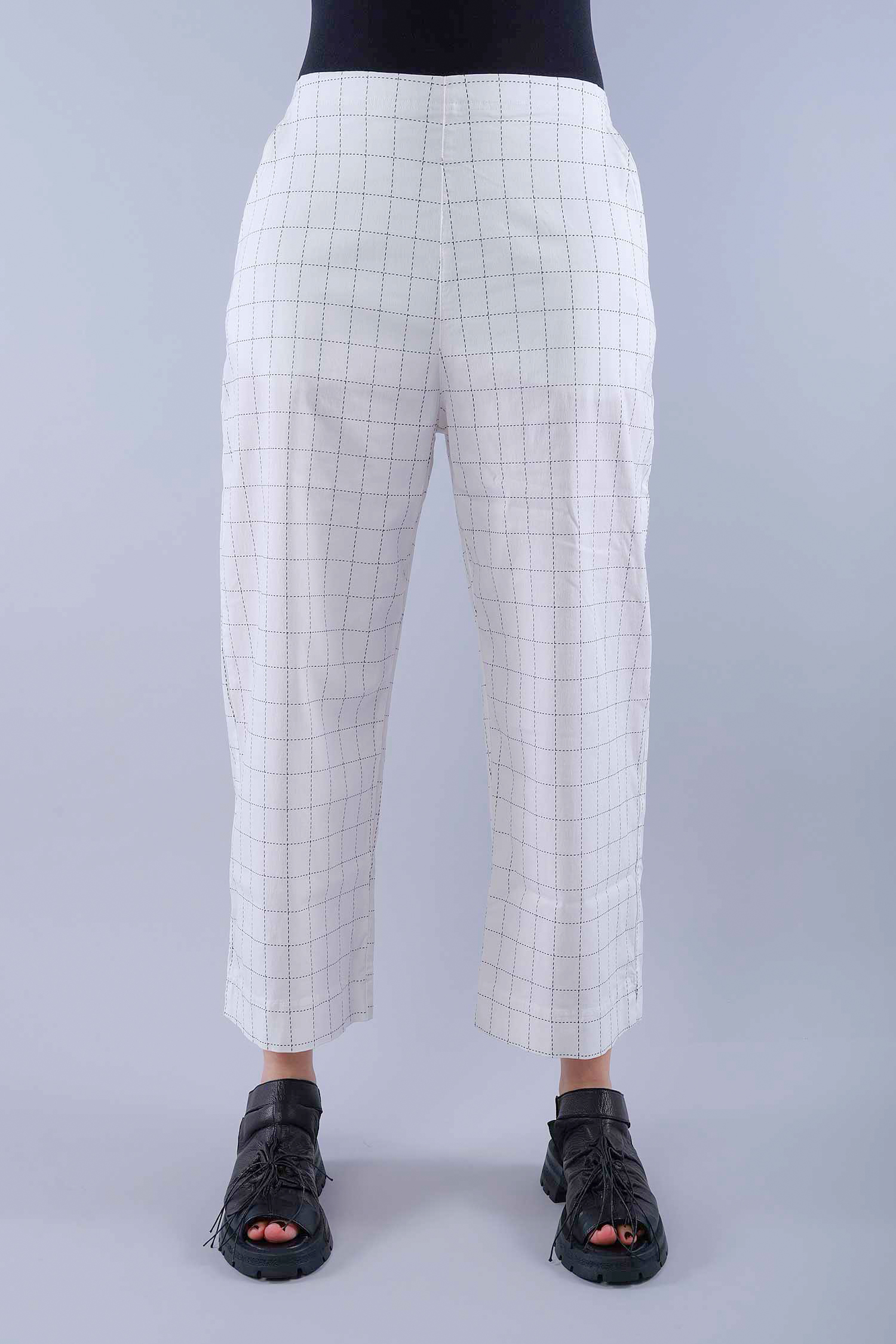 Stretch culottes - Offwhite check - 1263440103