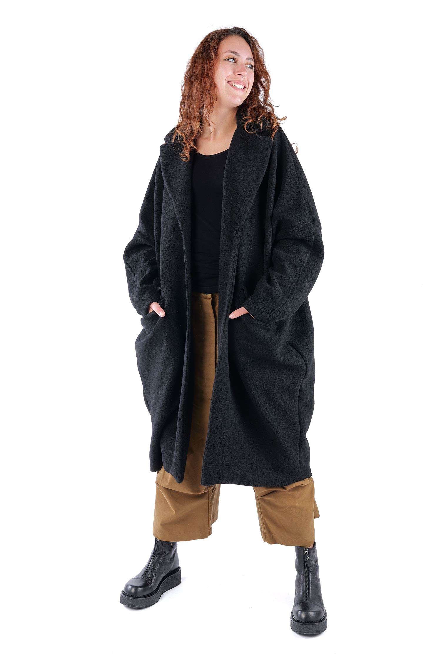 Oversize Wintermantel - Schwarz - S491