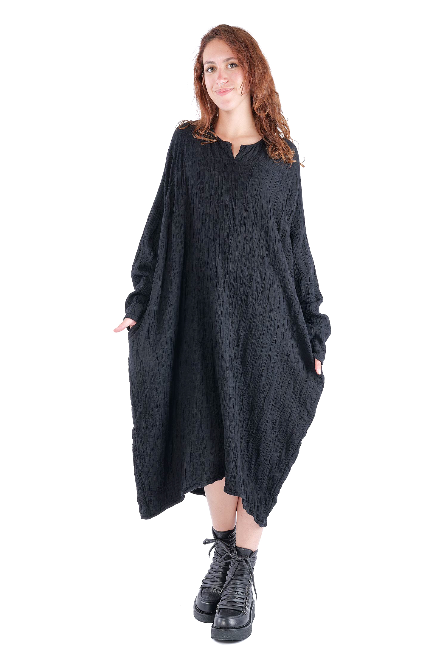 Tulpiges Oversizekleid - Schwarz - Hausleib