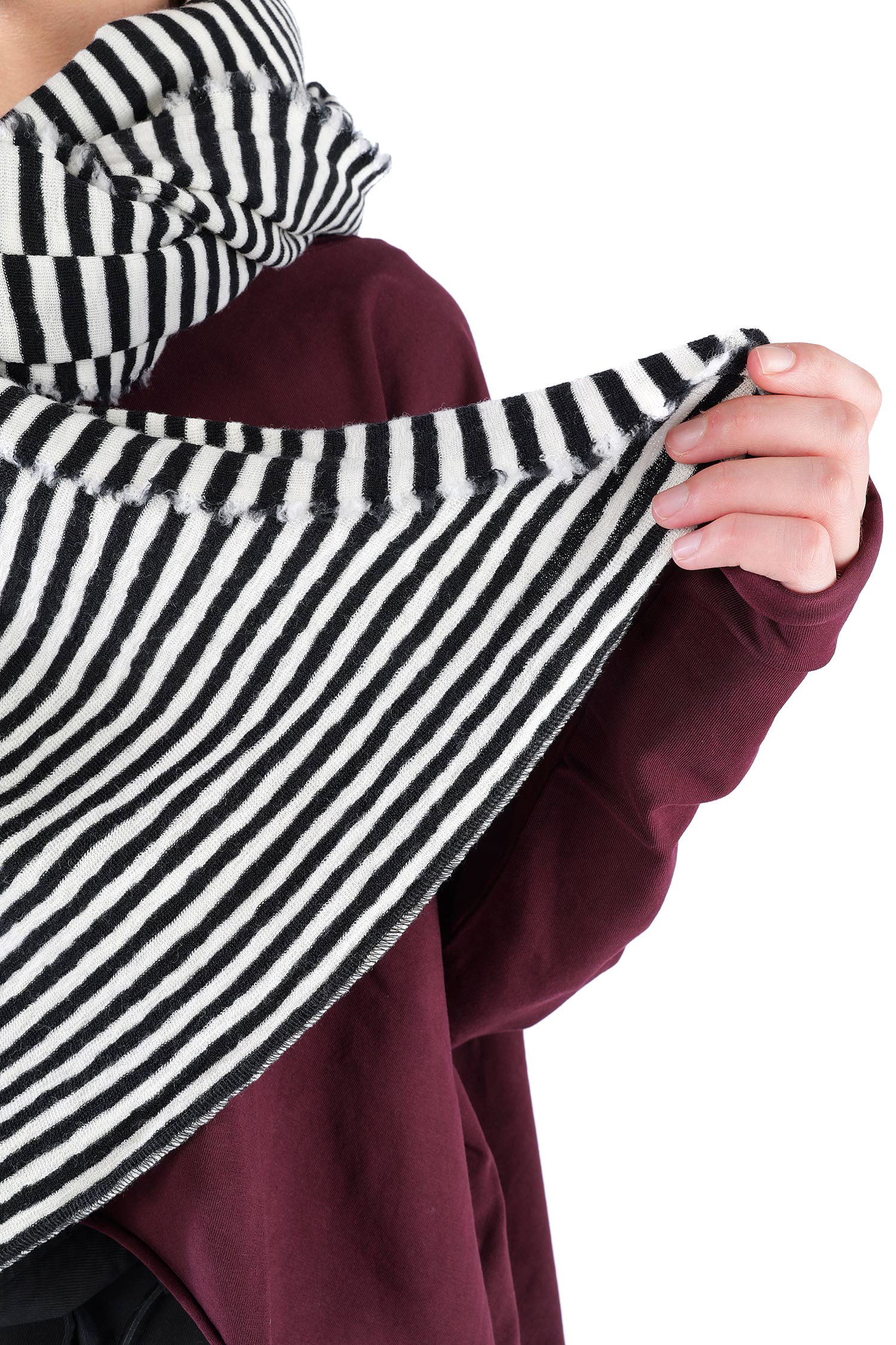 Merino Schal - White/Black schmal - 1030