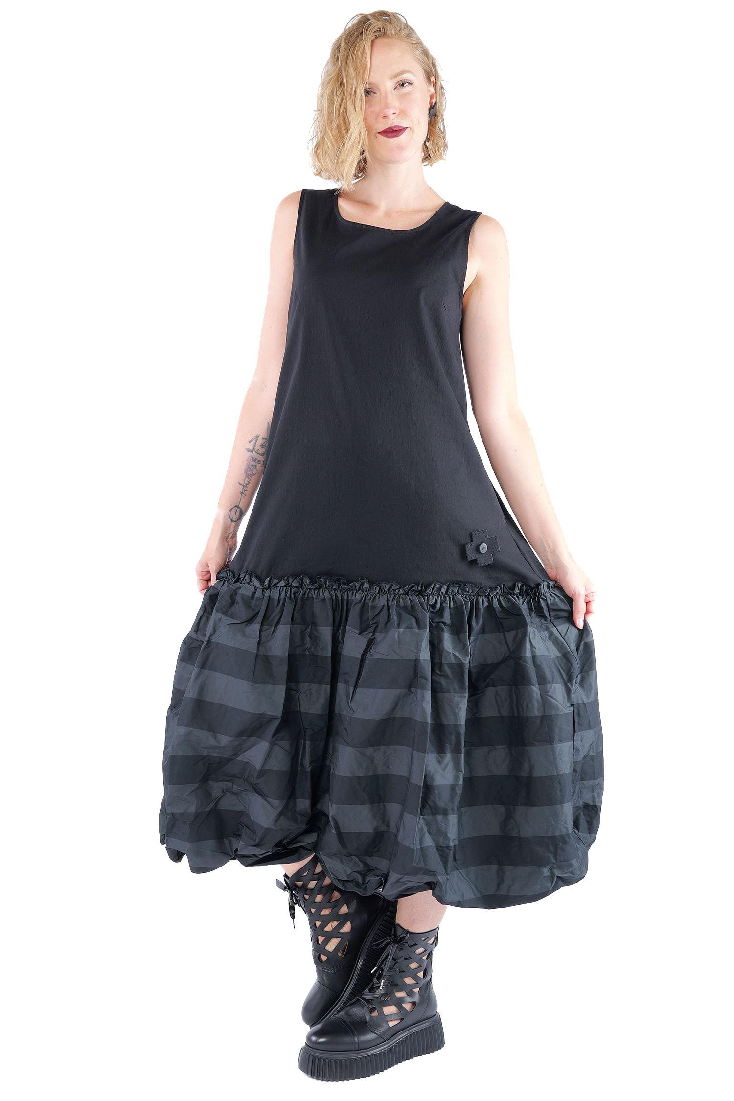Stretchkleid - Black widestripe - 1163