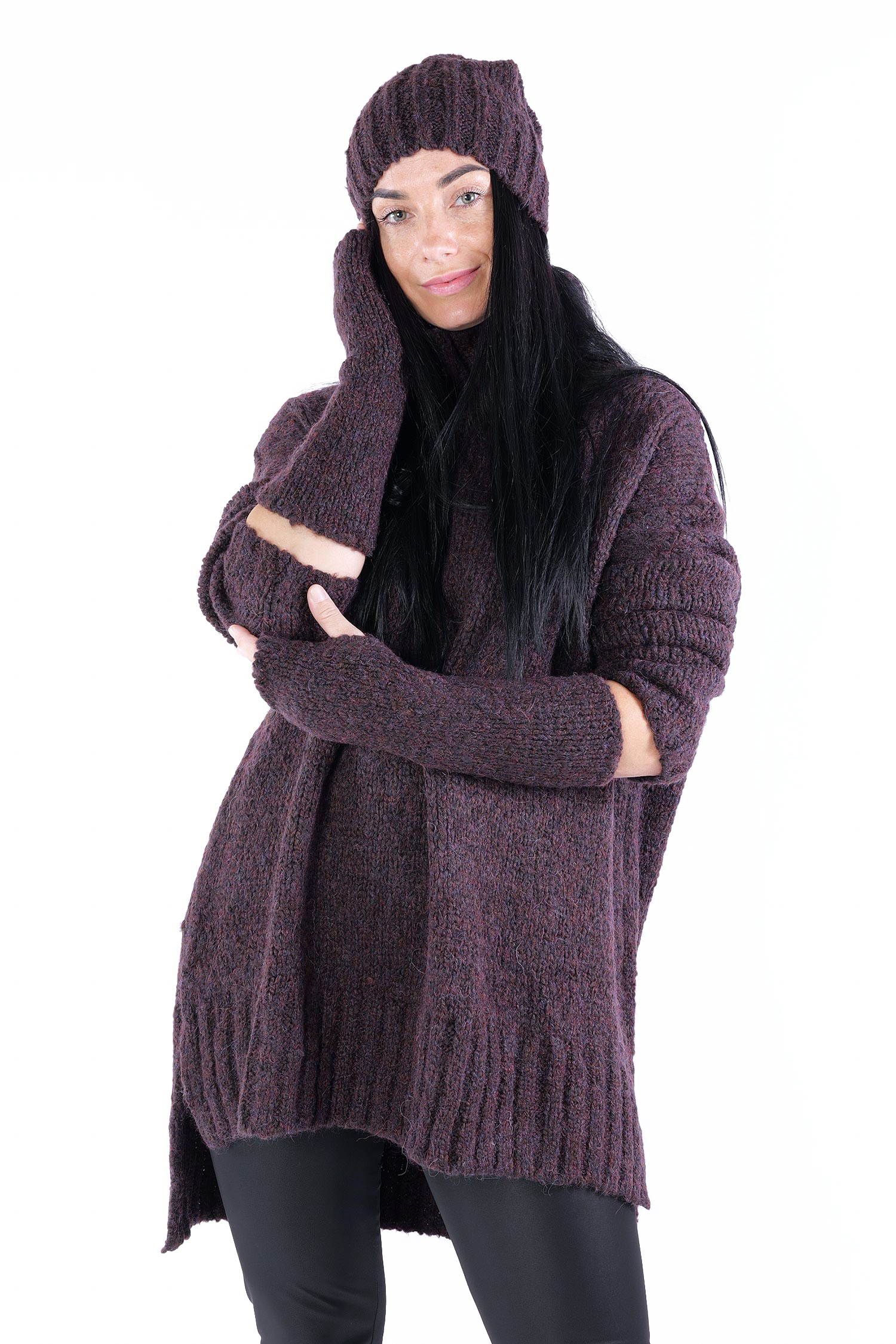 Strick Stulpen - Smoke burgundy - Miki