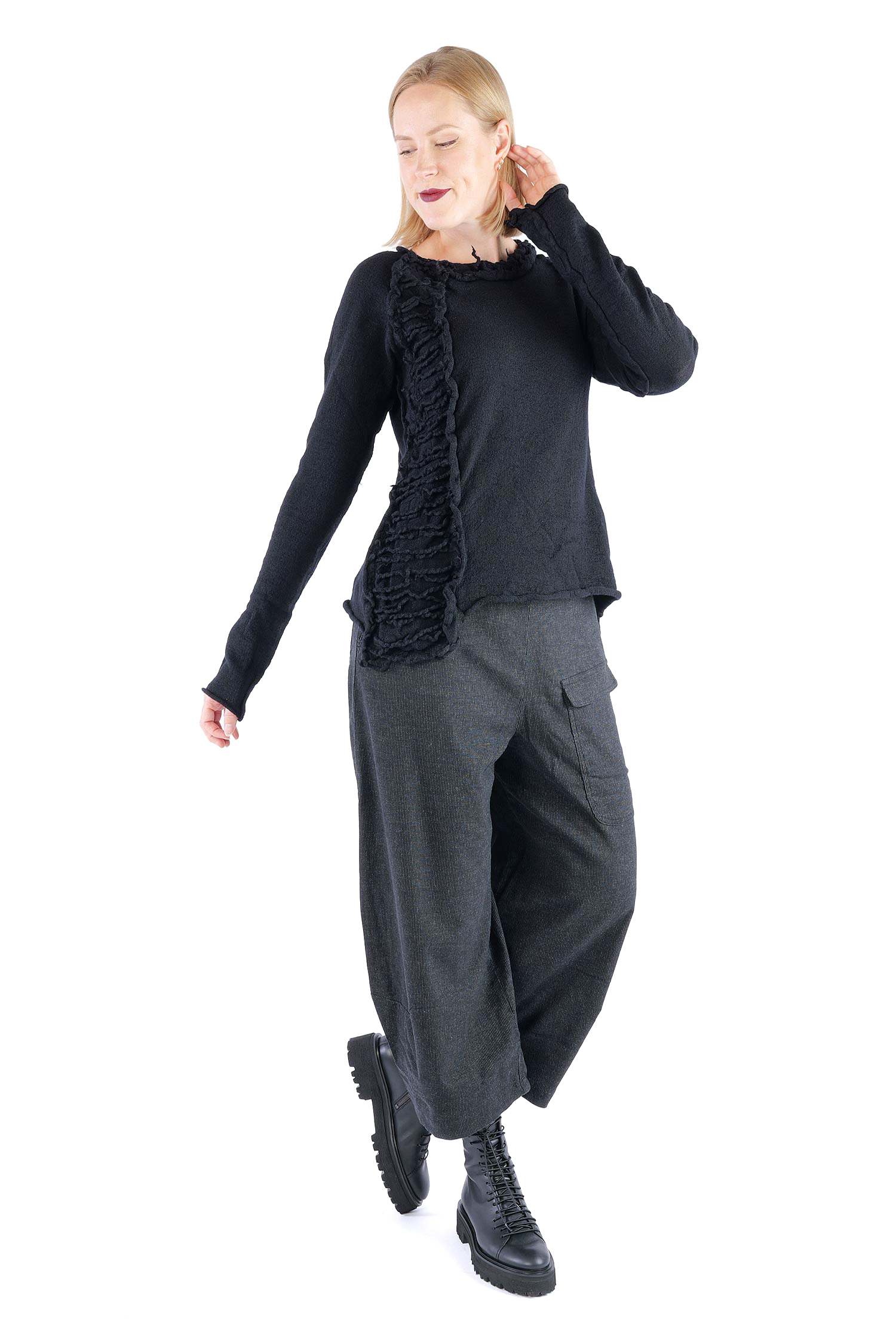 Dekorativer Wollpullover - Schwarz - 2262680705