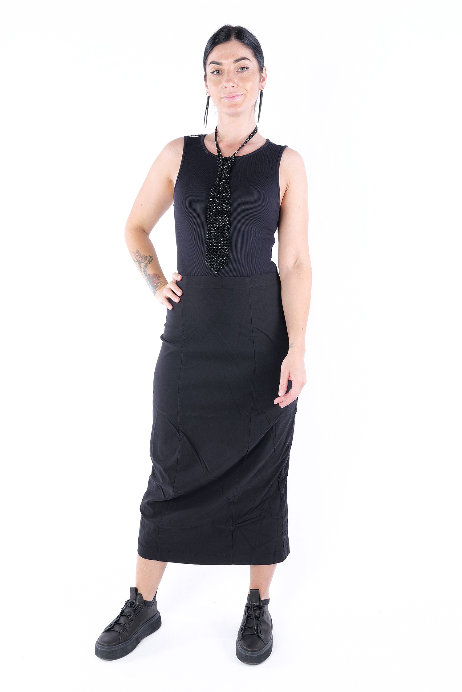 Langer Stretchrock - Schwarz - 2253440341