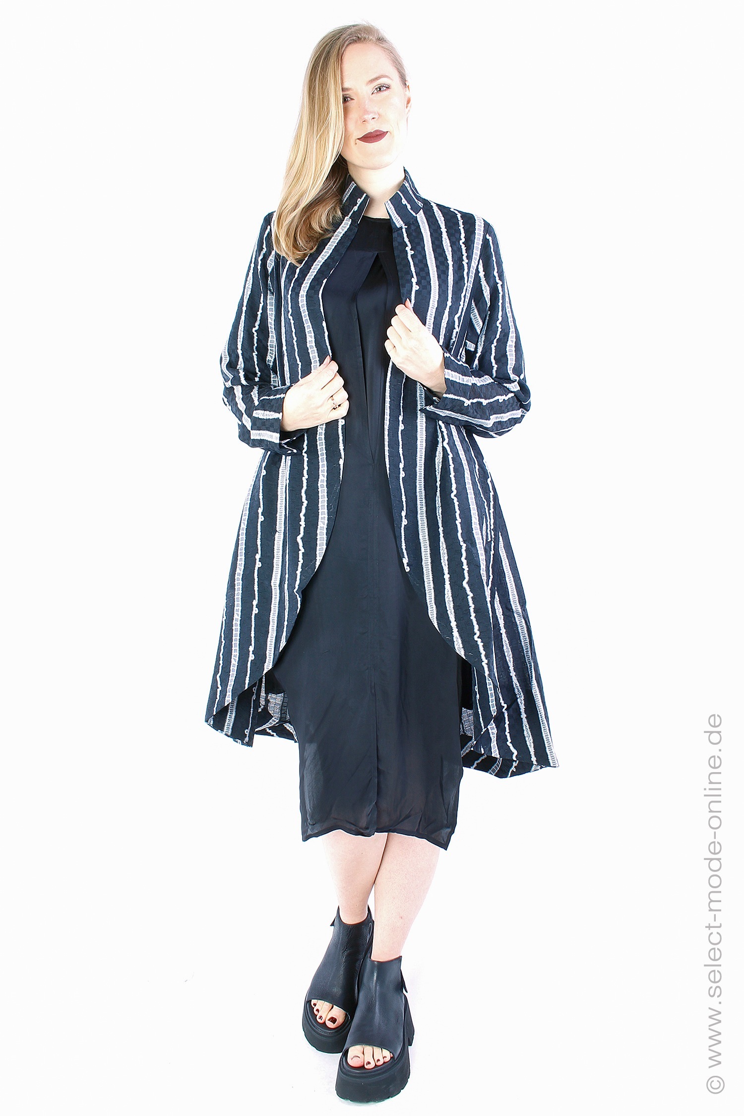 Striped coat - black - 231642