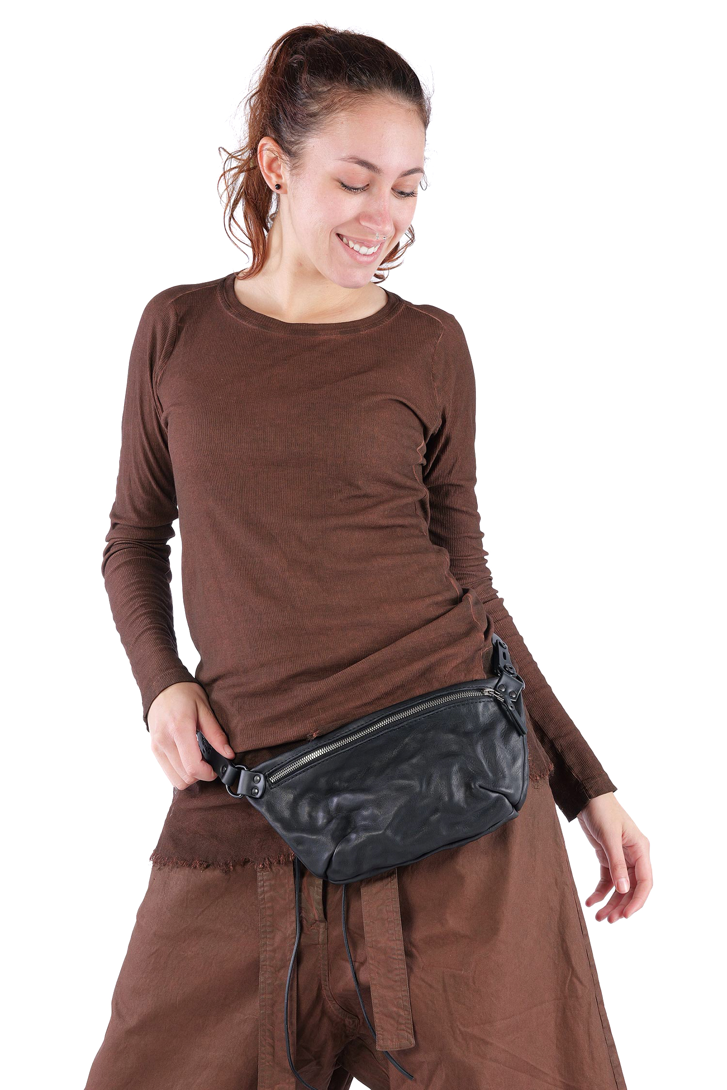 Leder Gürteltasche - schwarz - Amos