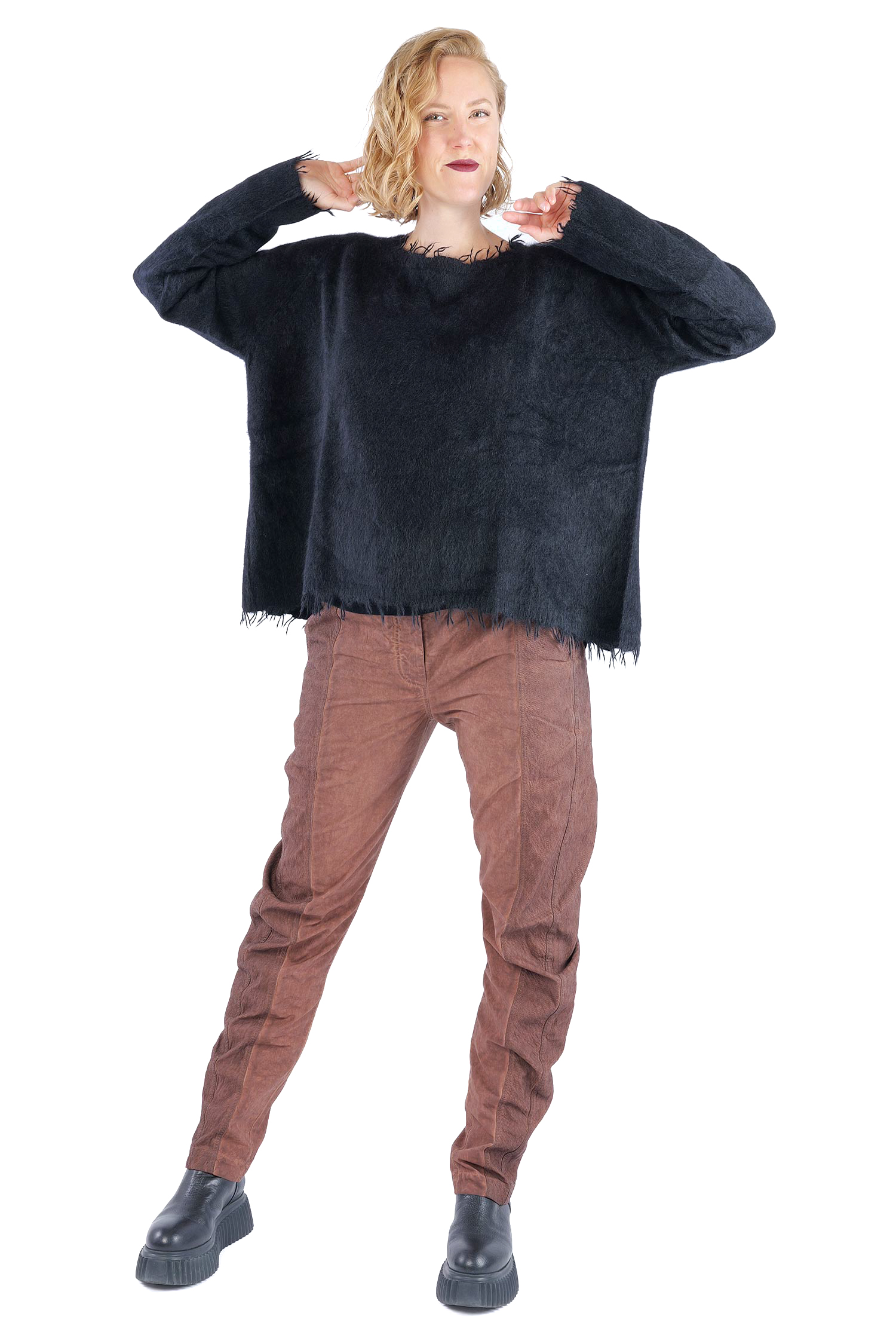 Oversize Strickpullover - Schwarz - 2262440710