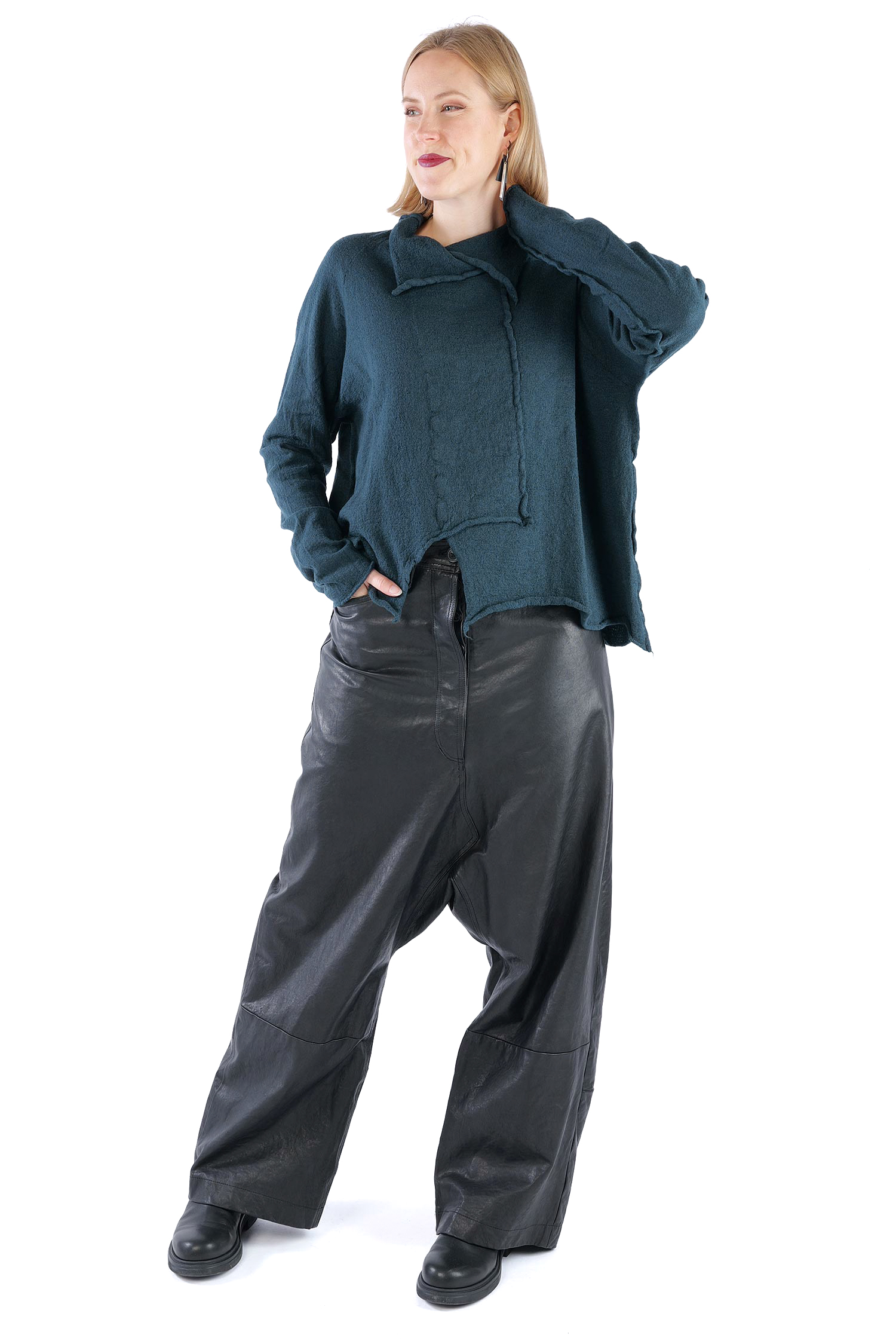 Oversize Wollpullover - Petrol - 2261680713