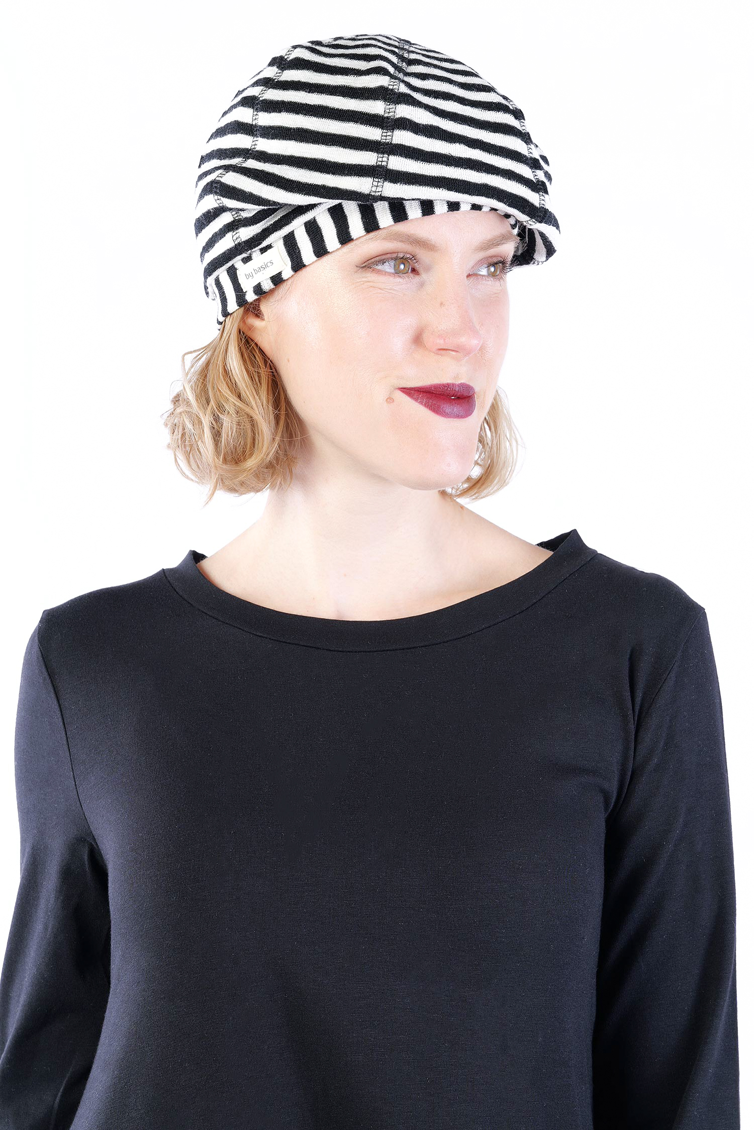 Merino beanie - White-black - 1035