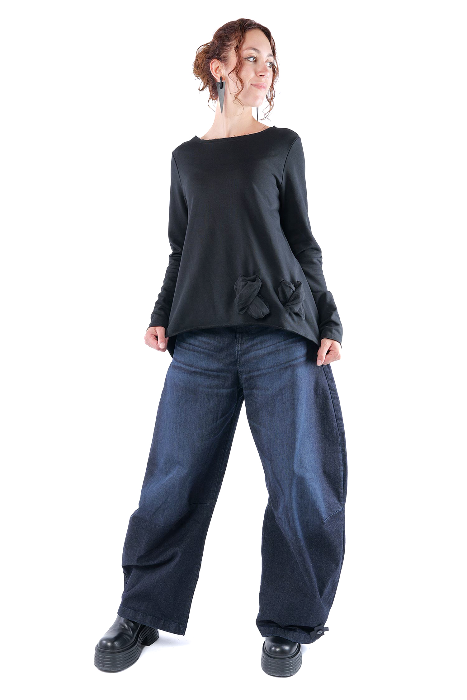 A-Linien Pullover - Schwarz - 2126