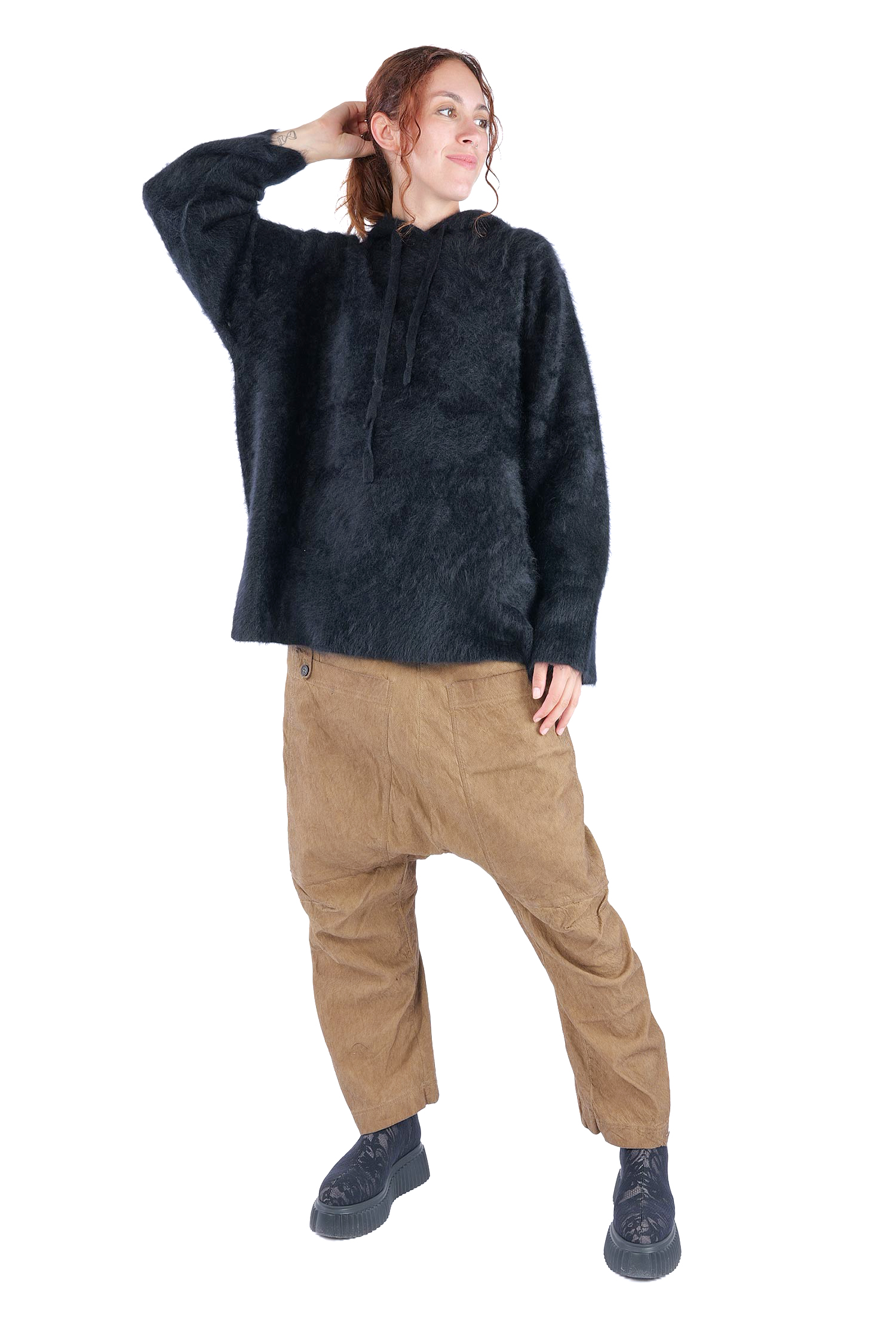 Flauschiger Kaschmir Hoodie - Night - 26132