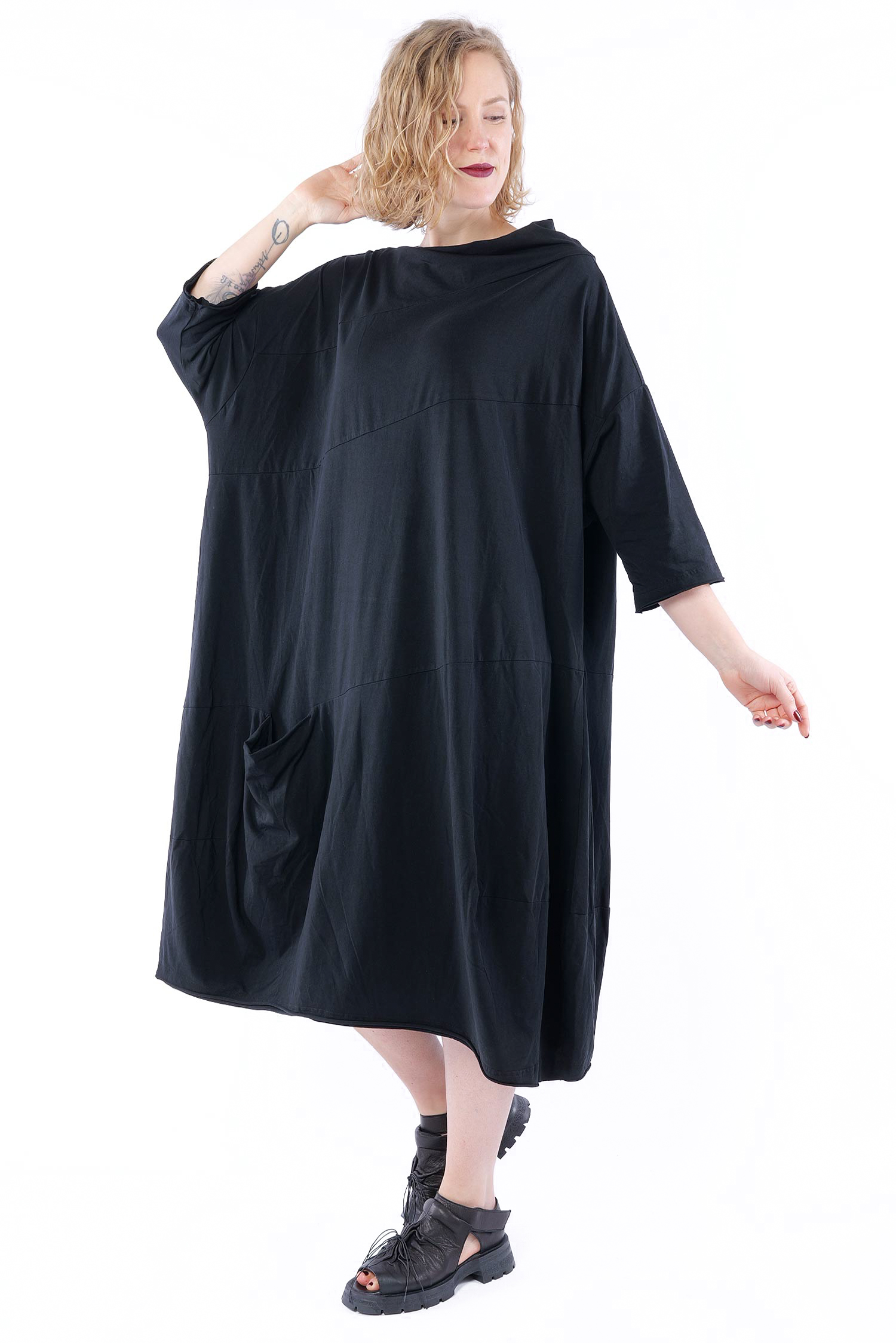 Jersey Kleid - Schwarz - 1263470930