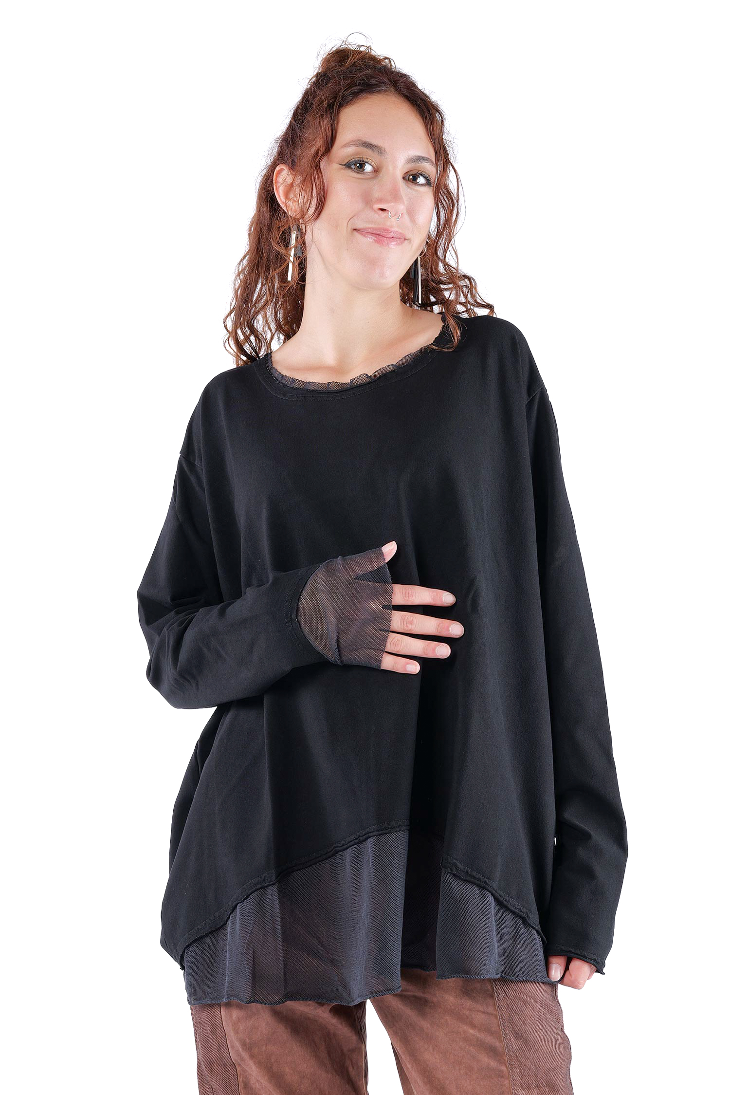 Shirt mit Tüll - Schwarz - 2263510502