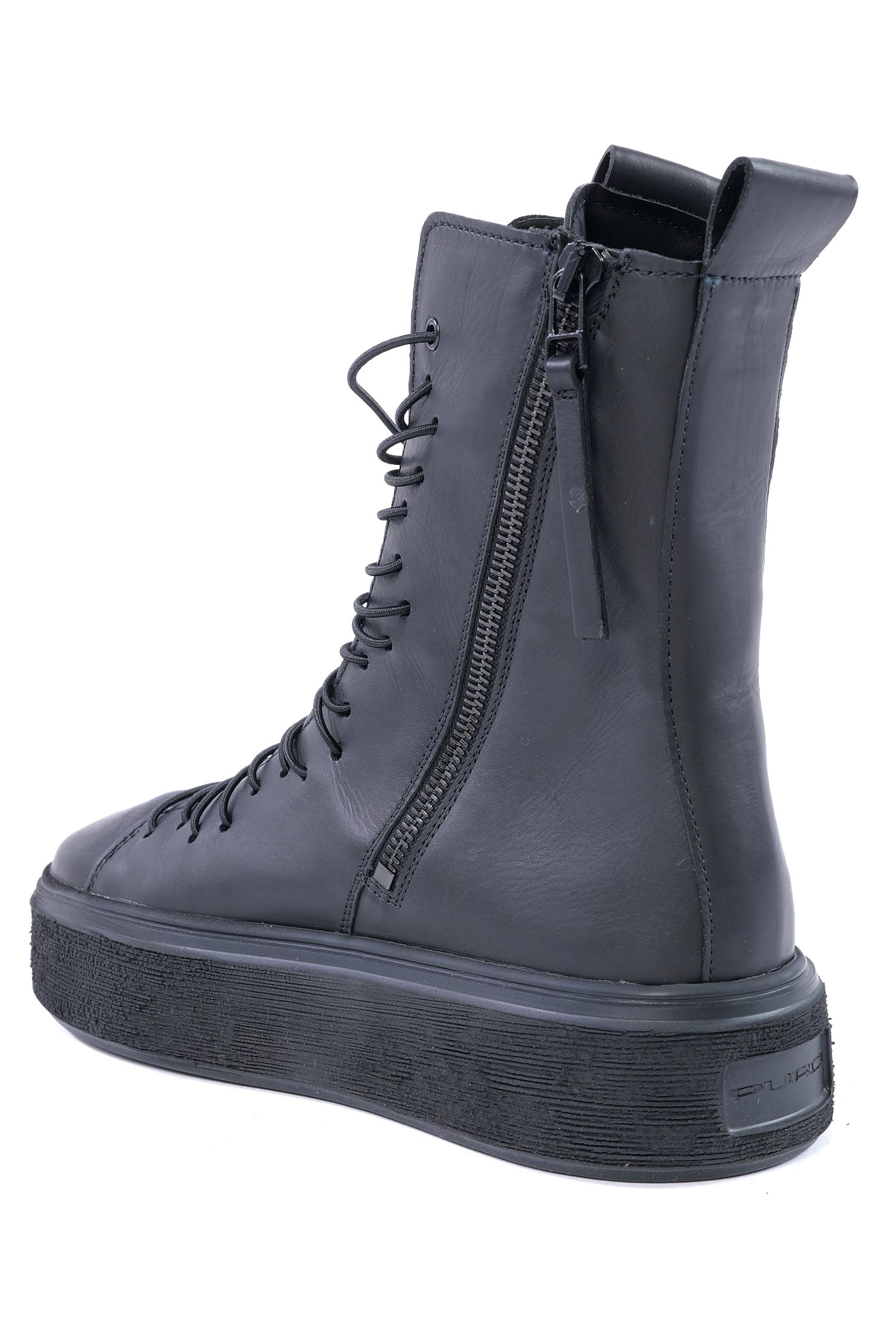 Hohe Ledersneaker - Schwarz - 907108