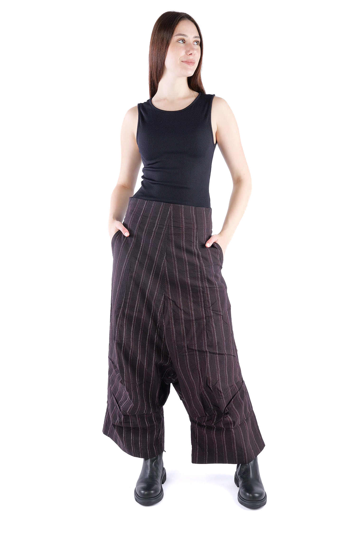 Weite Stretchhose - Purple cloud stripe - 2261240104