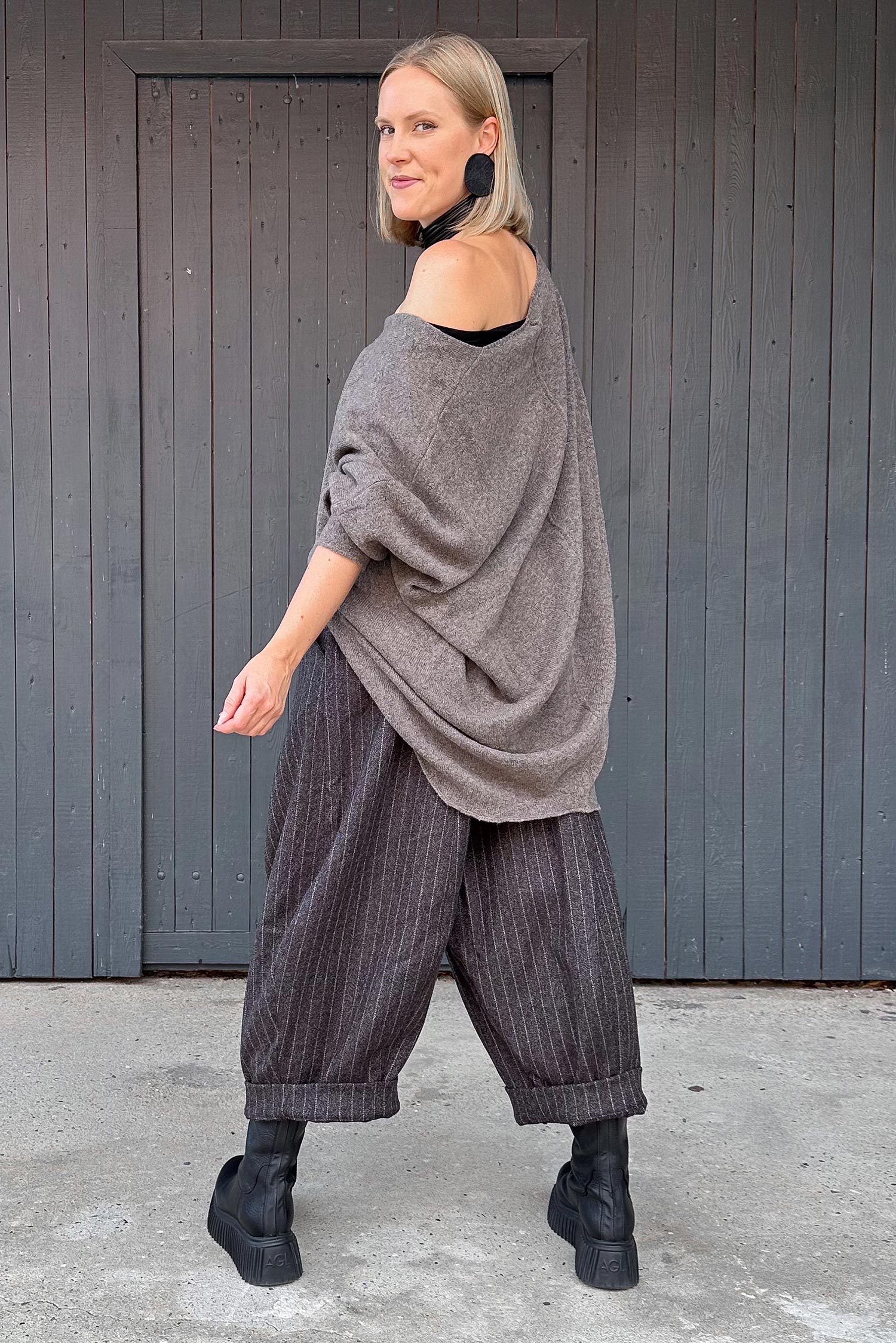 Tulip pants - Truffle striped - Nasiper