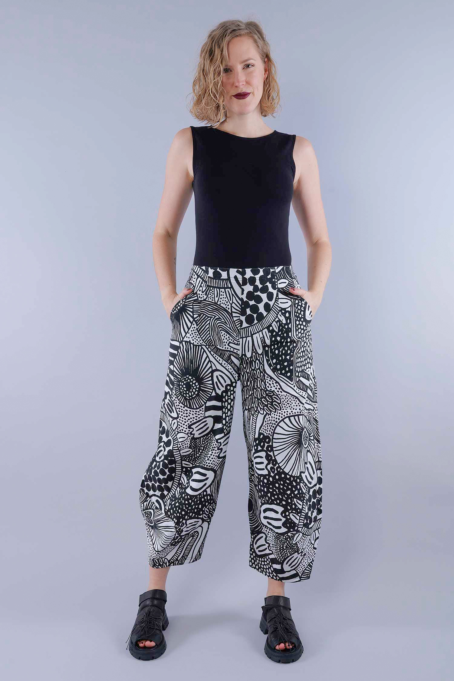 Tulip stretch pants - Black print - 1263440106