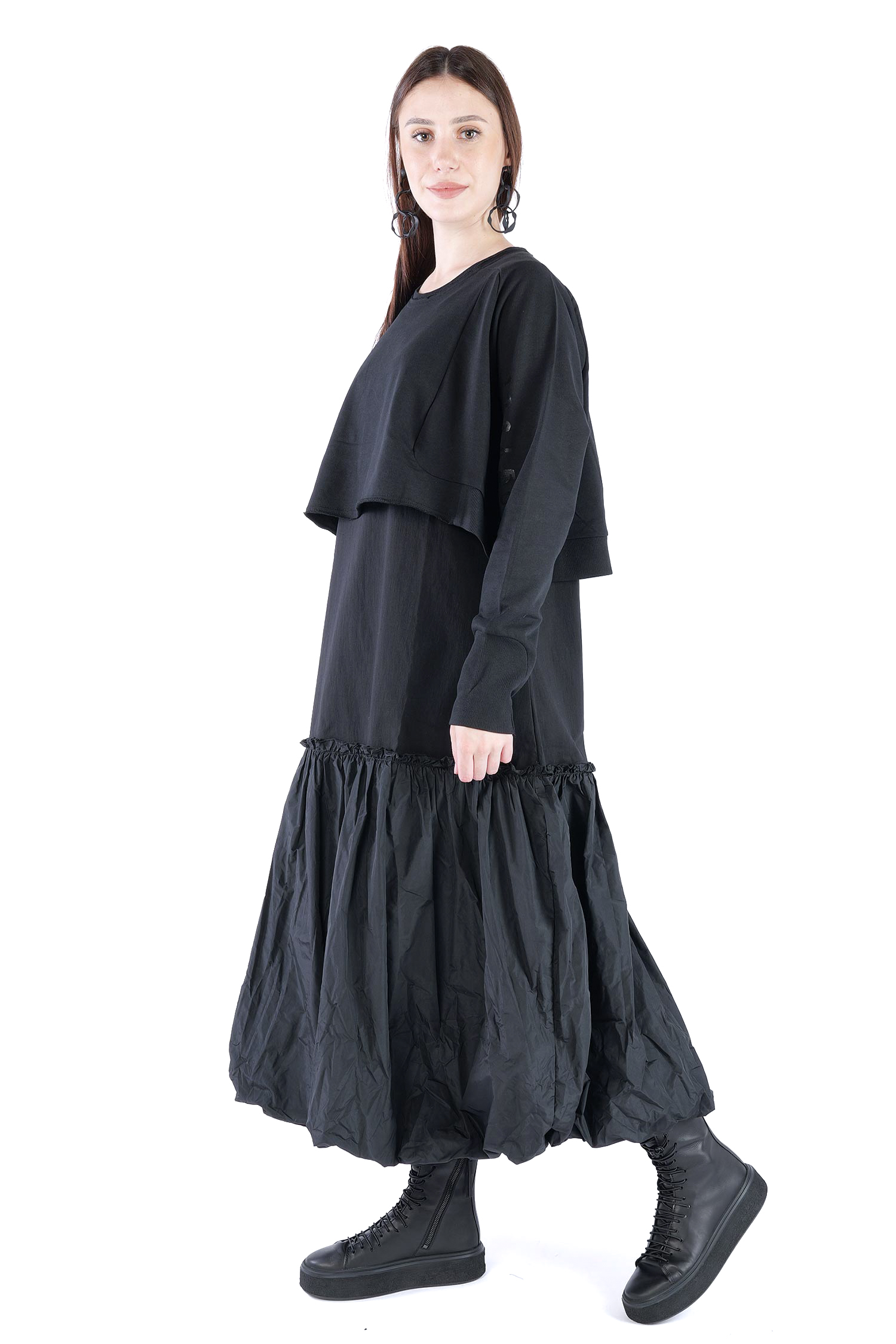 Kurzer Sweatpullover - Black print - 2137