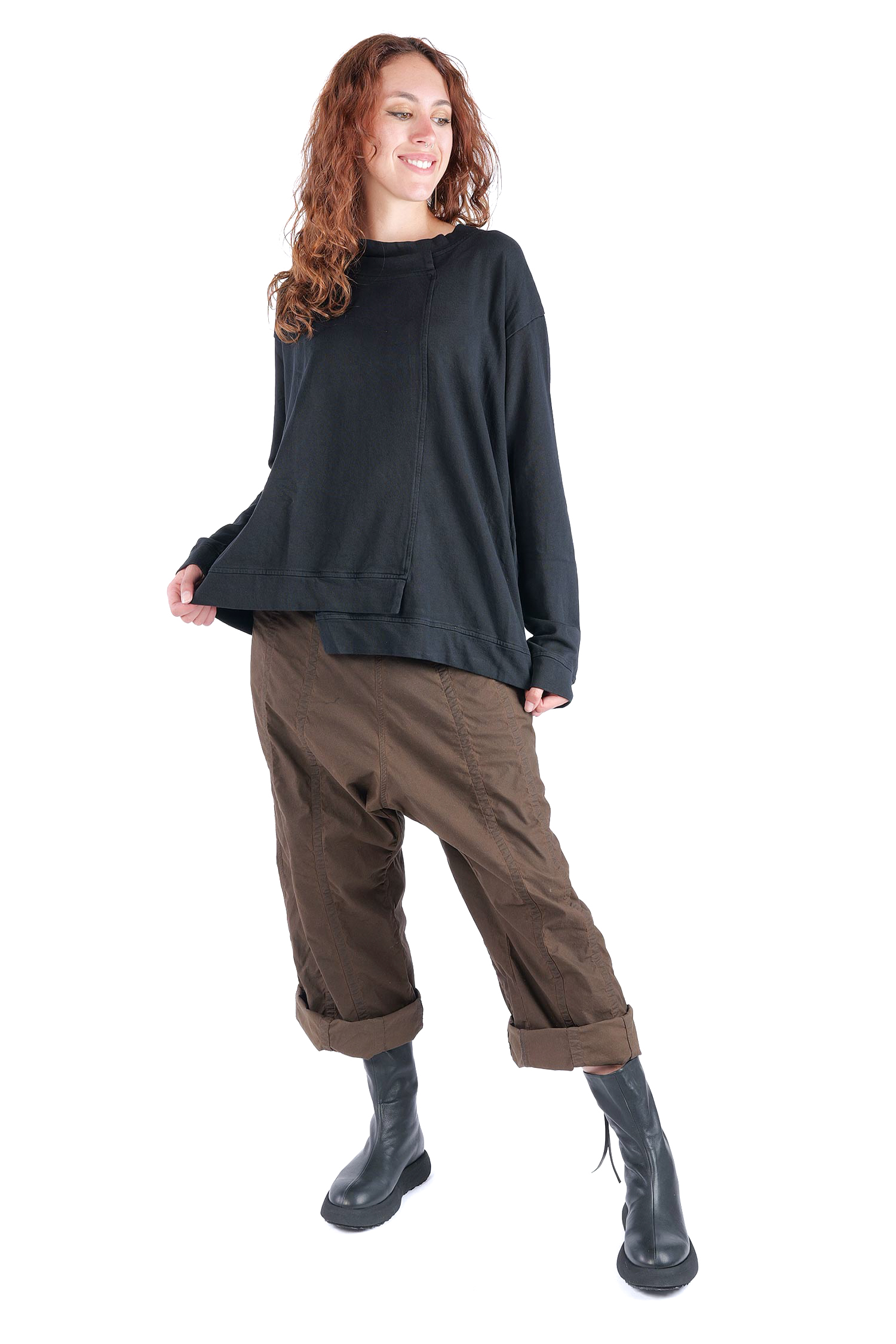 Asymmetrischer Sweater - Schwarz - 2263290501
