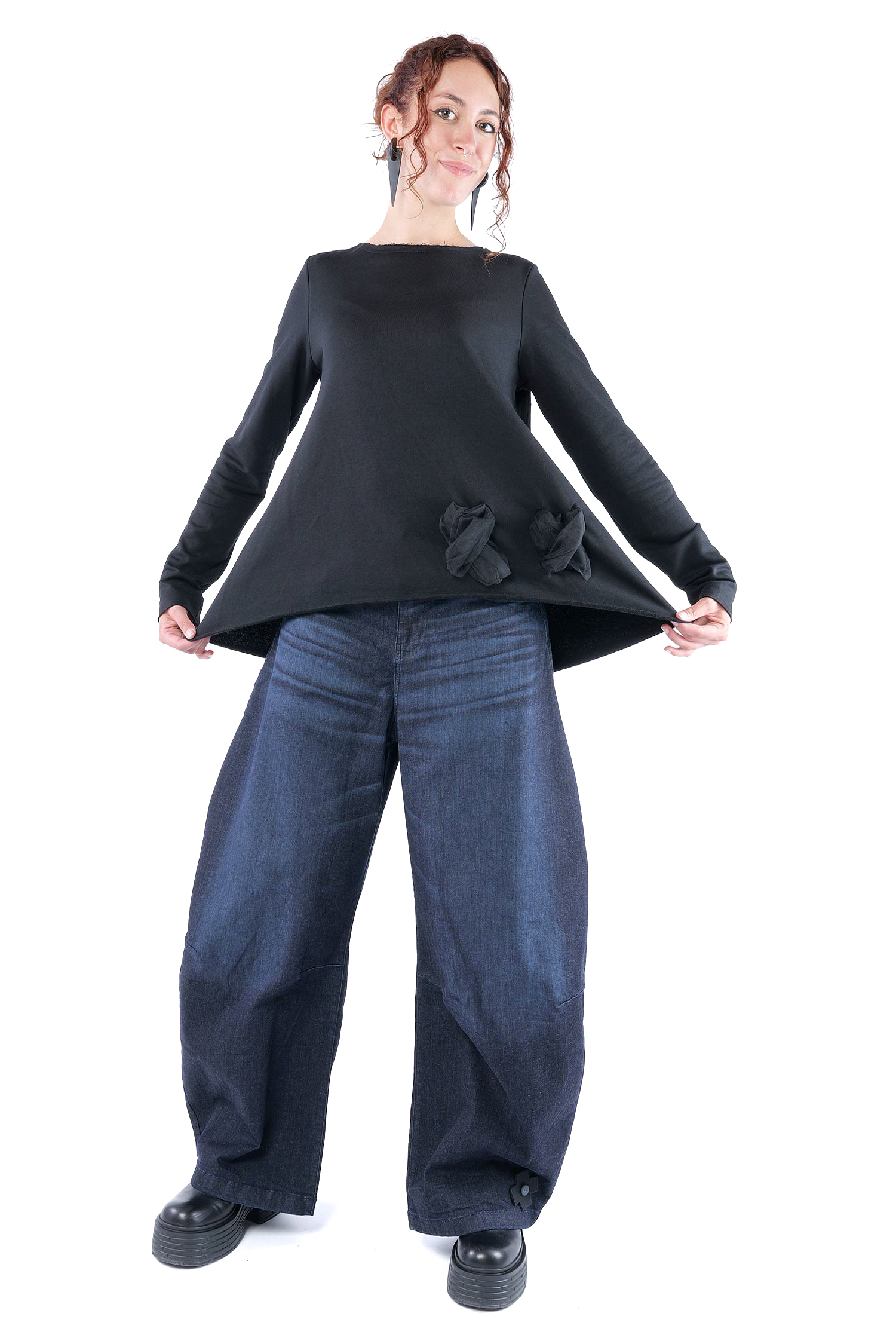 A-Linien Pullover - Schwarz - 2126