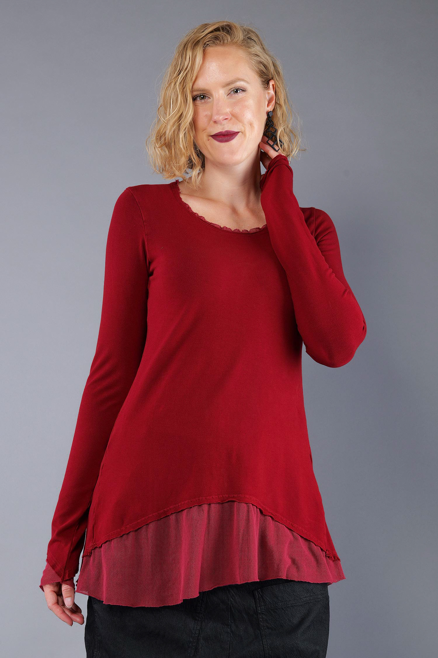 Longsleeve mit Tüll - Lava - 2263510501