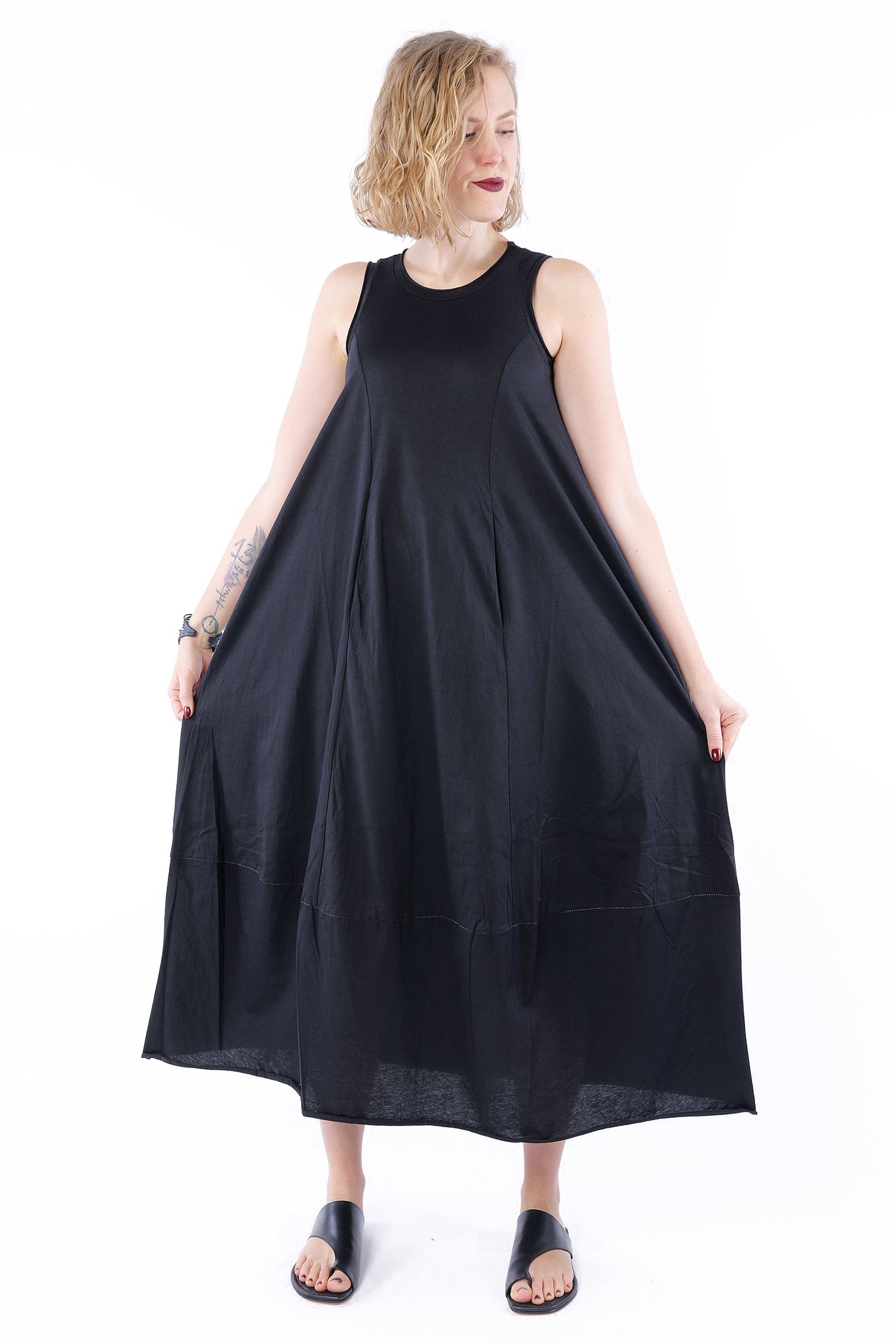 Langes Jerseykleid - Schwarz - Lappa