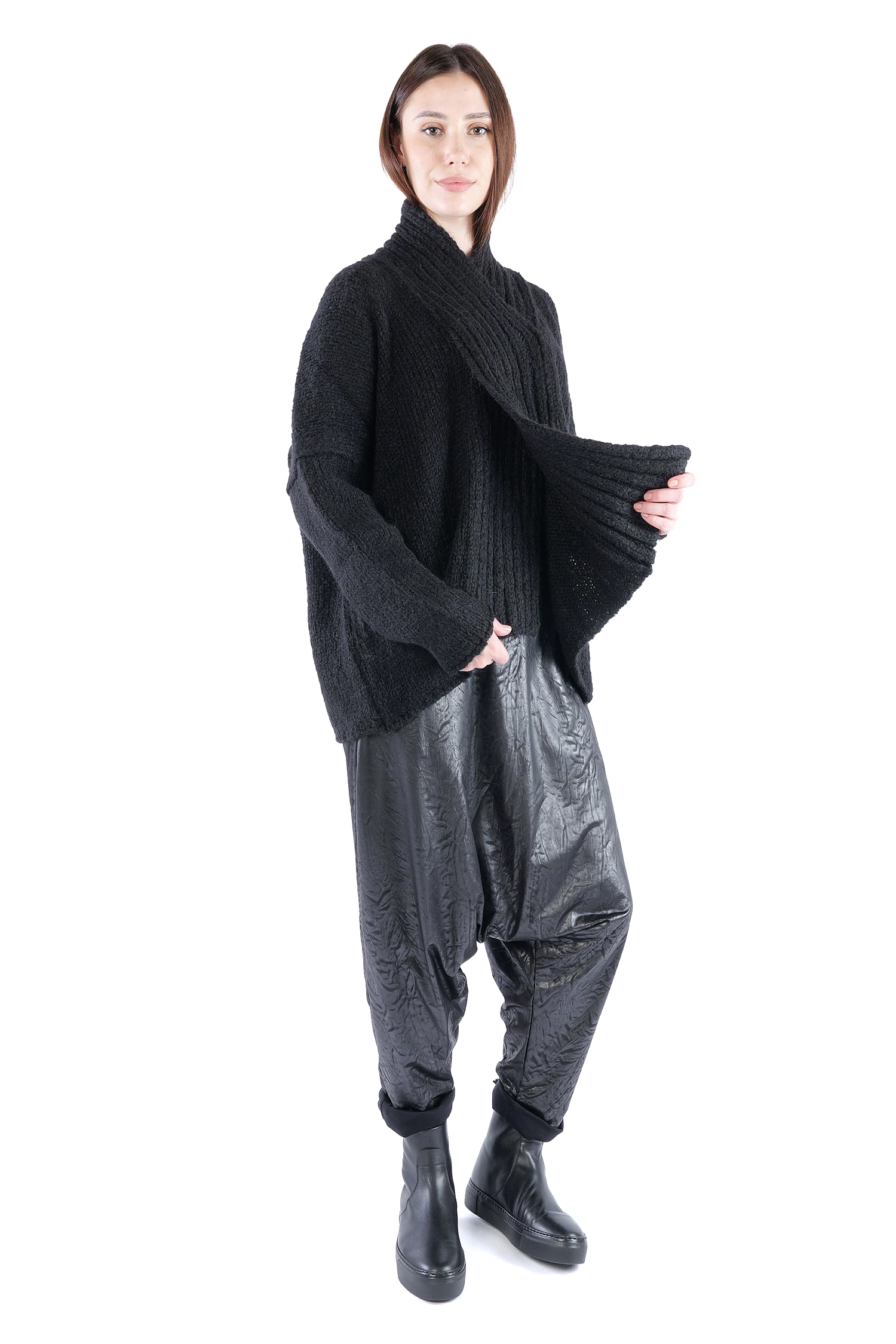 Dicker Strickpullover - Schwarz - Shawla