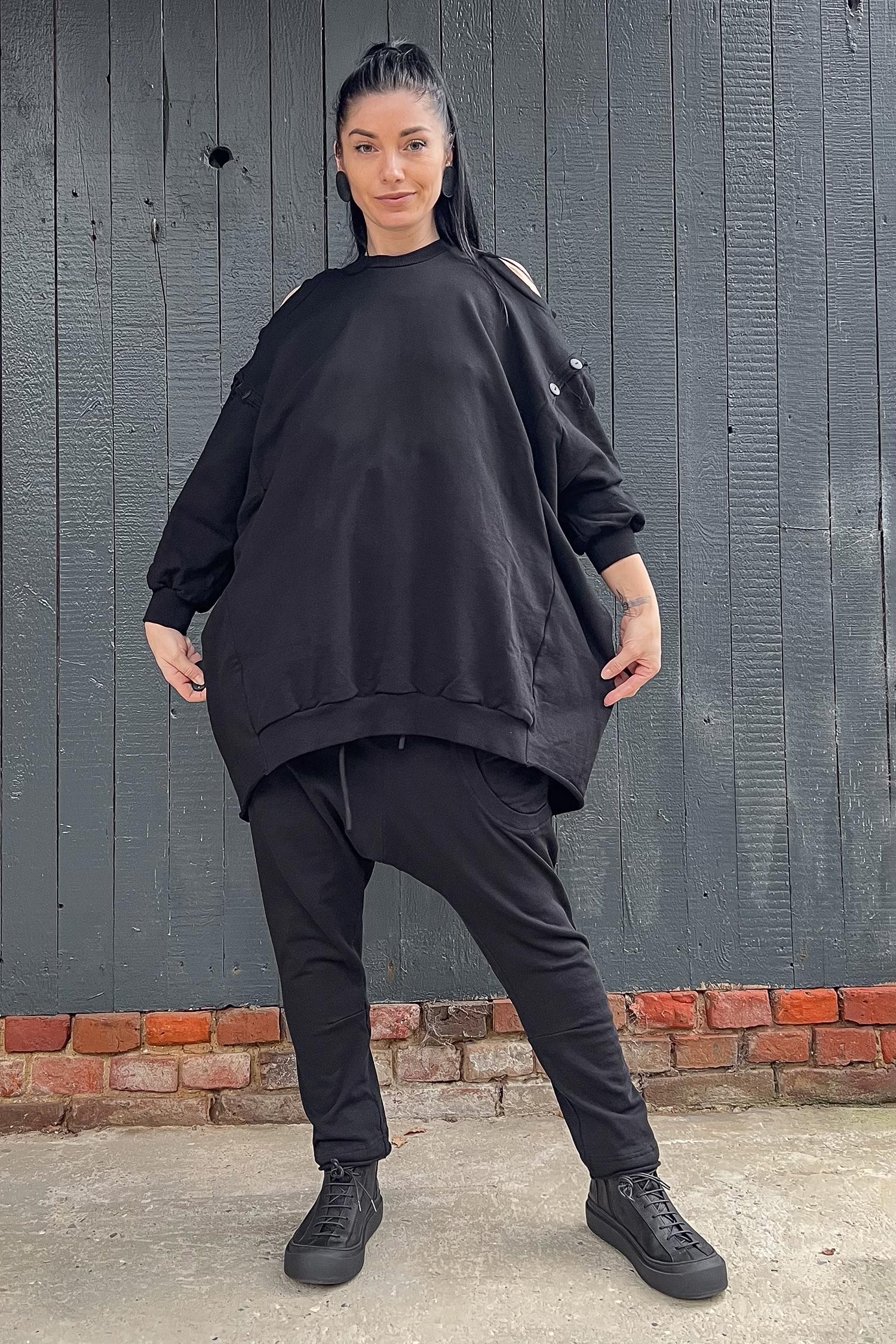 Sweat Tunika - Schwarz - Draggo