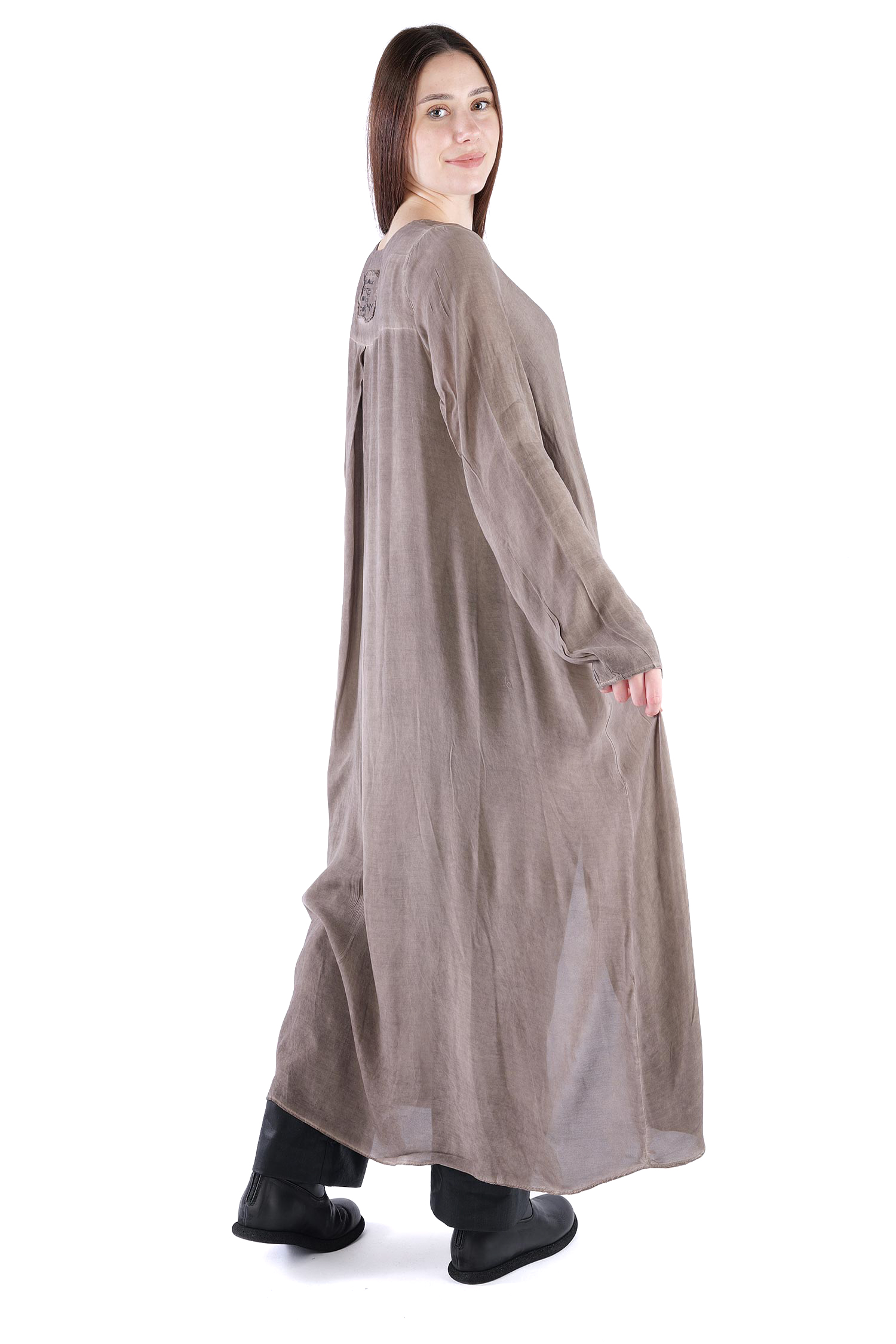 Tunic with ruffles - Truffle old dye - Swissa