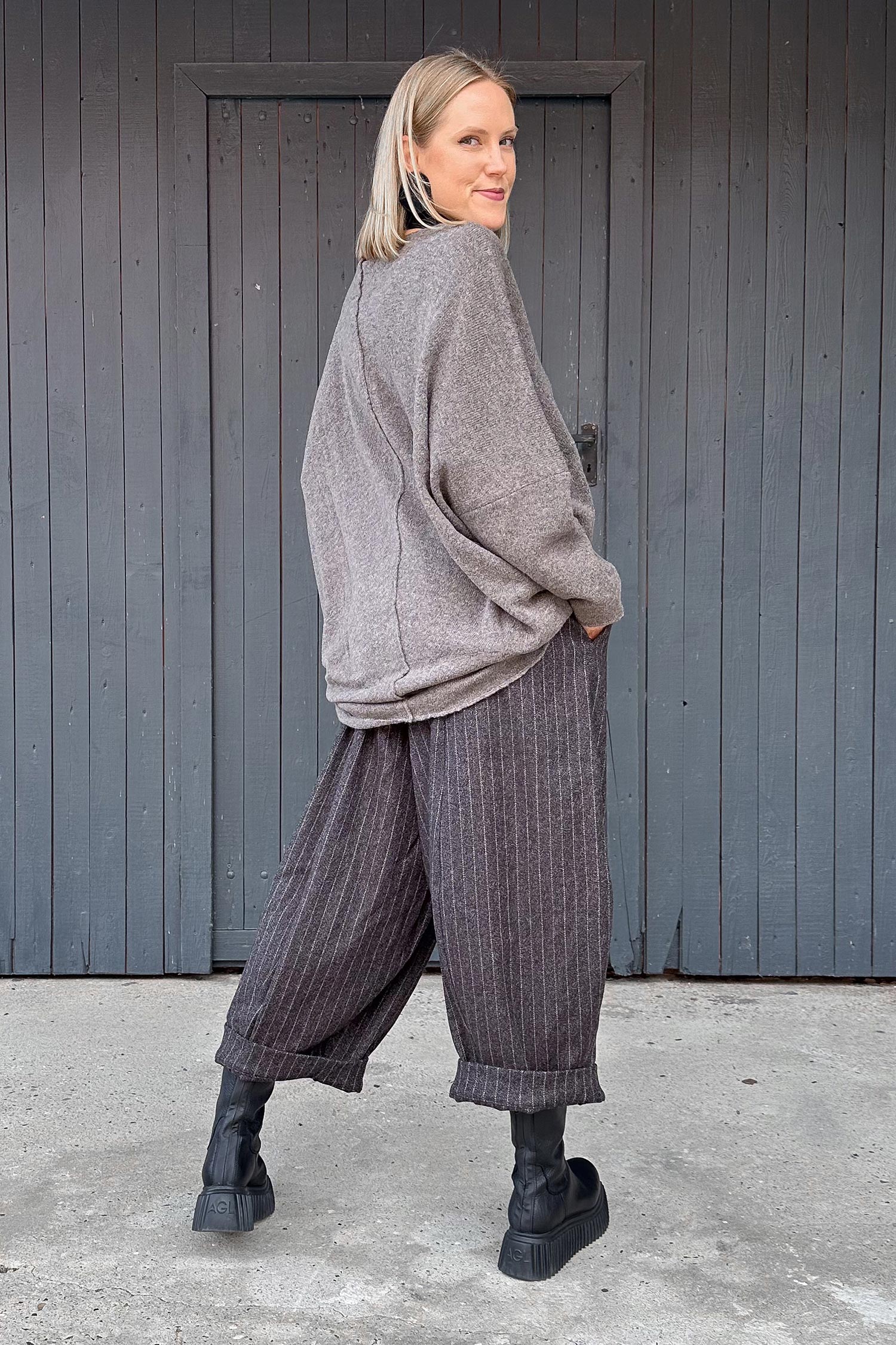 Tulip pants - Truffle striped - Nasiper