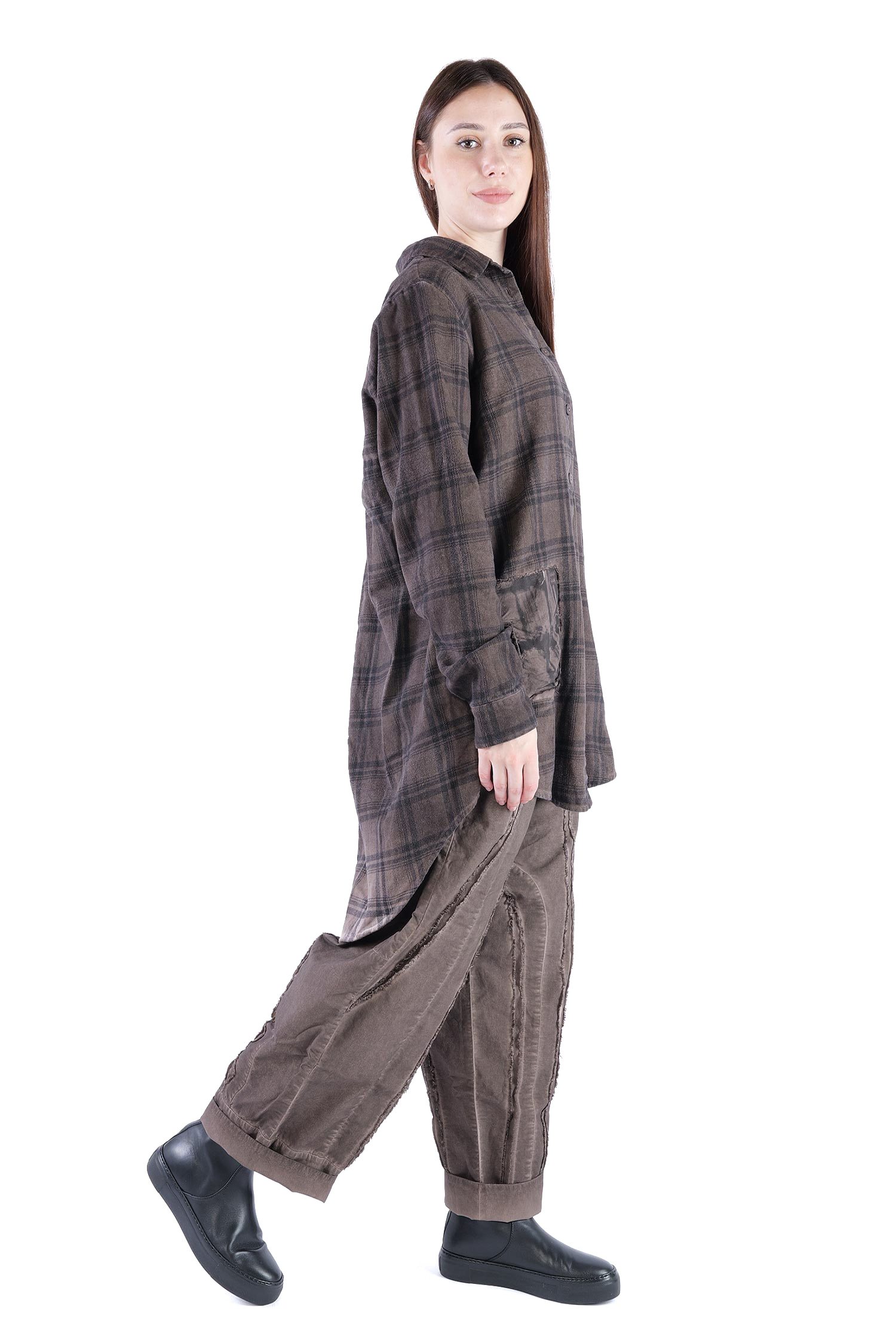 Legere Hemd-Bluse - Truffle old dye check - Allora
