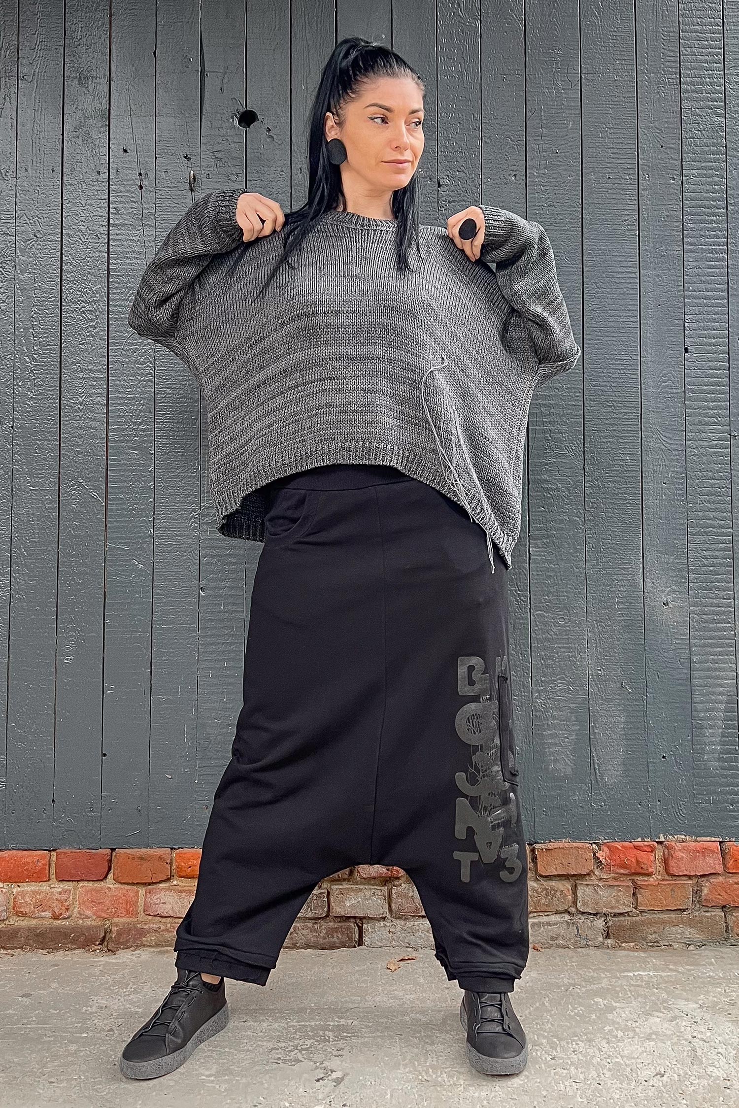 Multicolored pullover - melange grey / black - Vlina