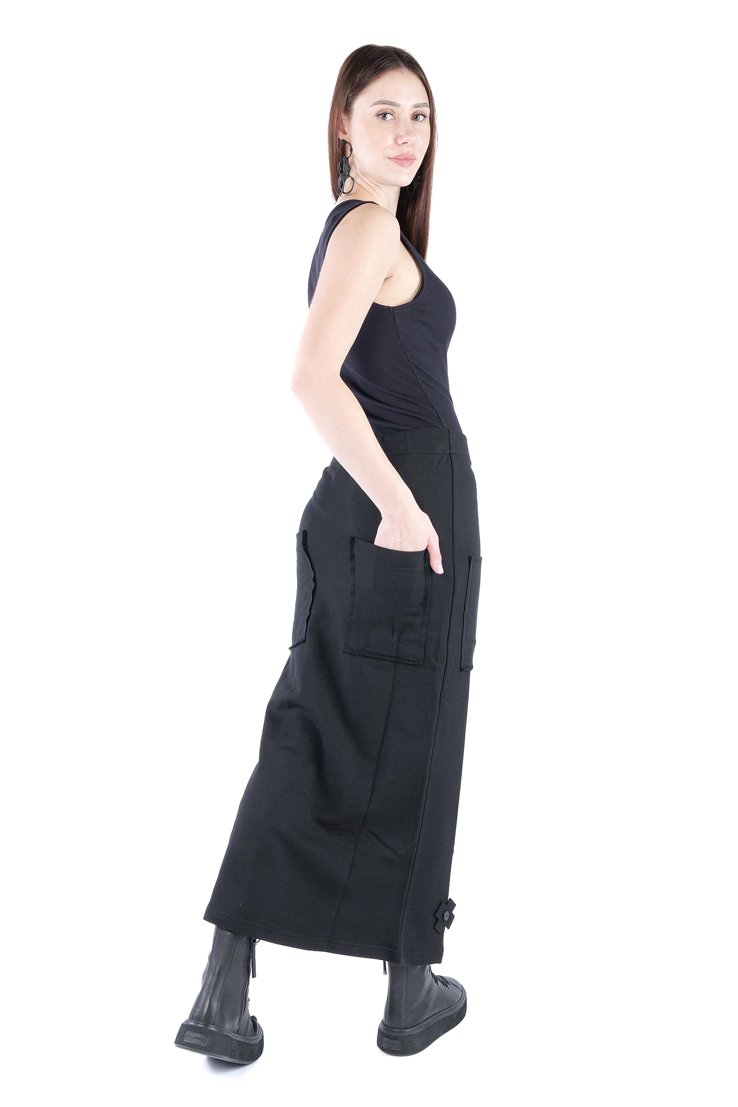 Schmaler Sweatrock - Black print - 3041