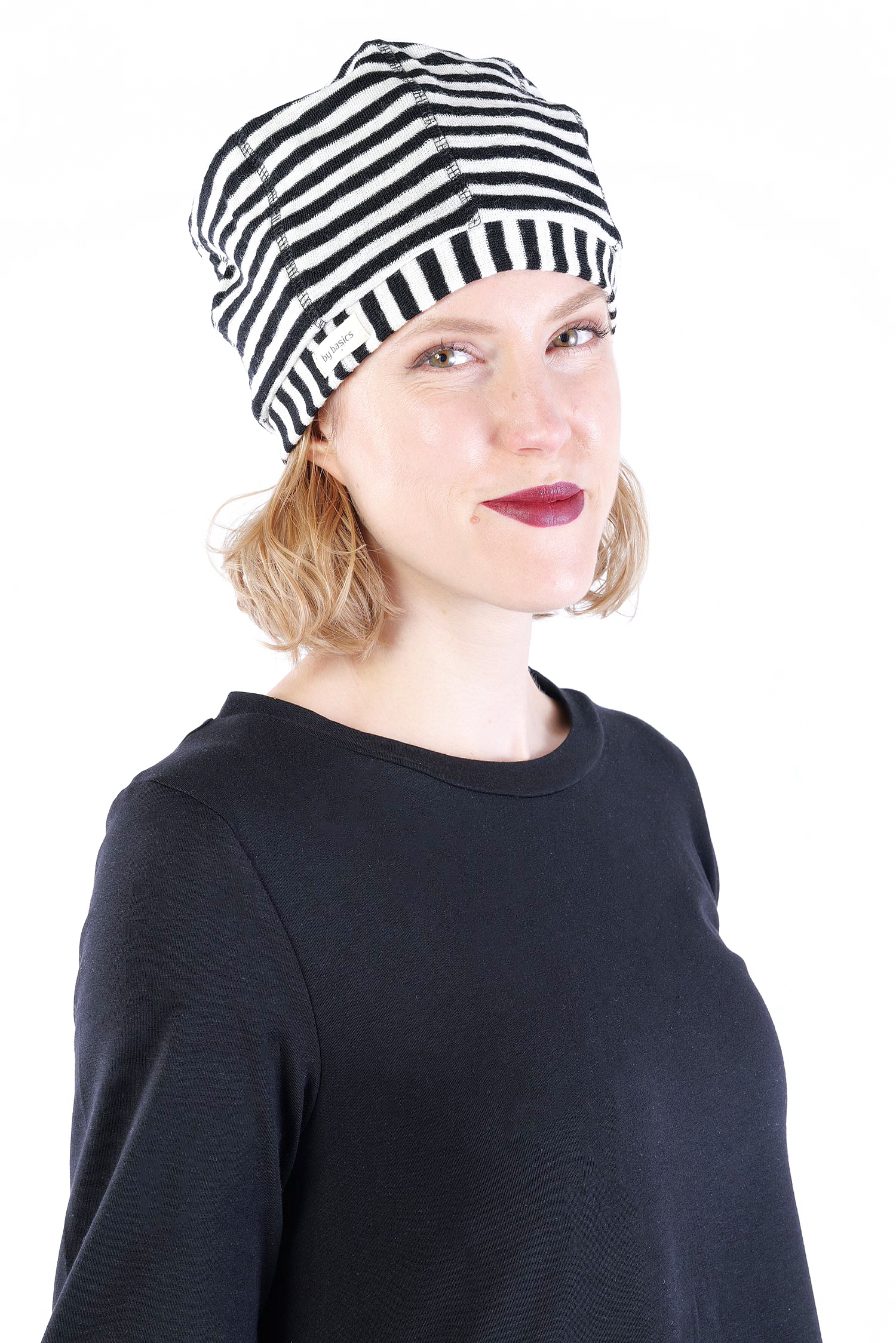 Merino Mütze - White-Black - 1035